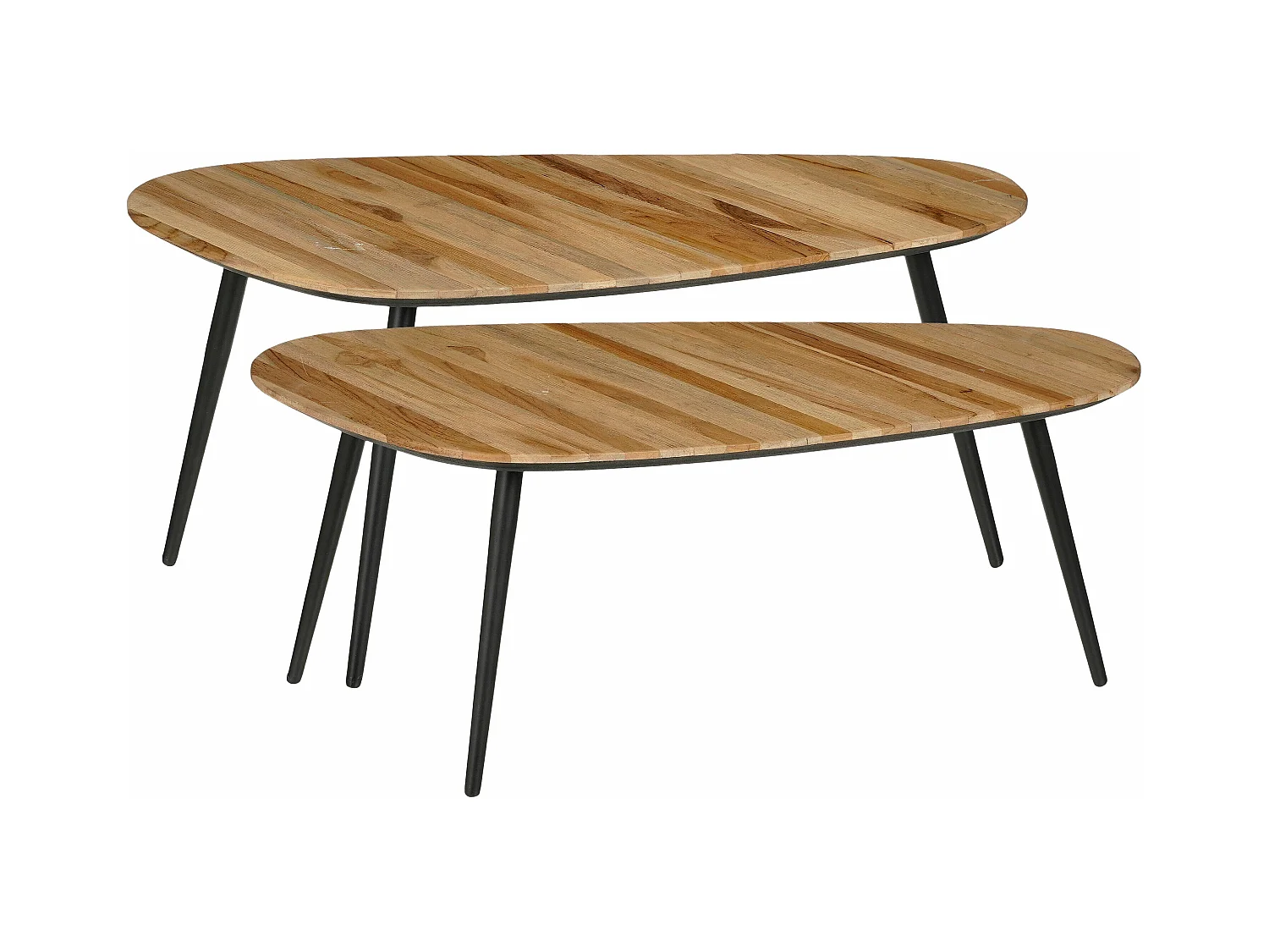 Bijzettafel set van gerecycled hout en mdf en metaal - 84 x 39 x 39 / 84 x 39 x 34.5 - Bruin - JAILEY