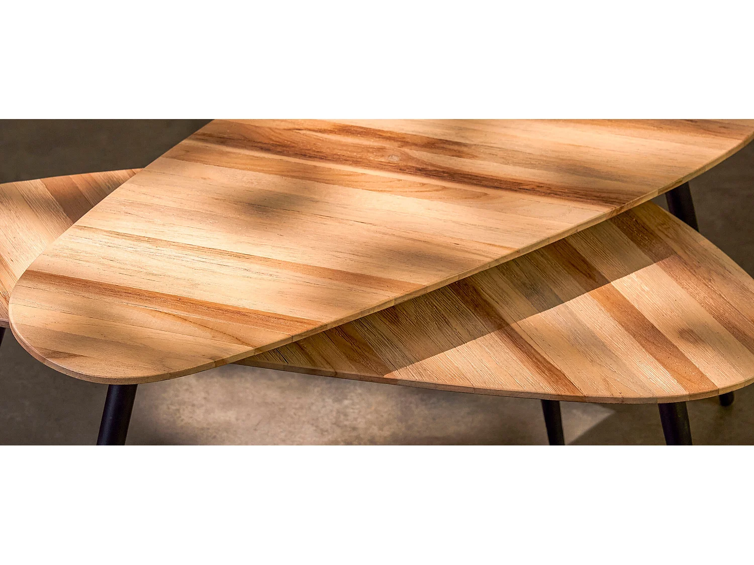 Bijzettafel set van gerecycled hout en mdf en metaal - 84 x 39 x 39 / 84 x 39 x 34.5 - Bruin - JAILEY