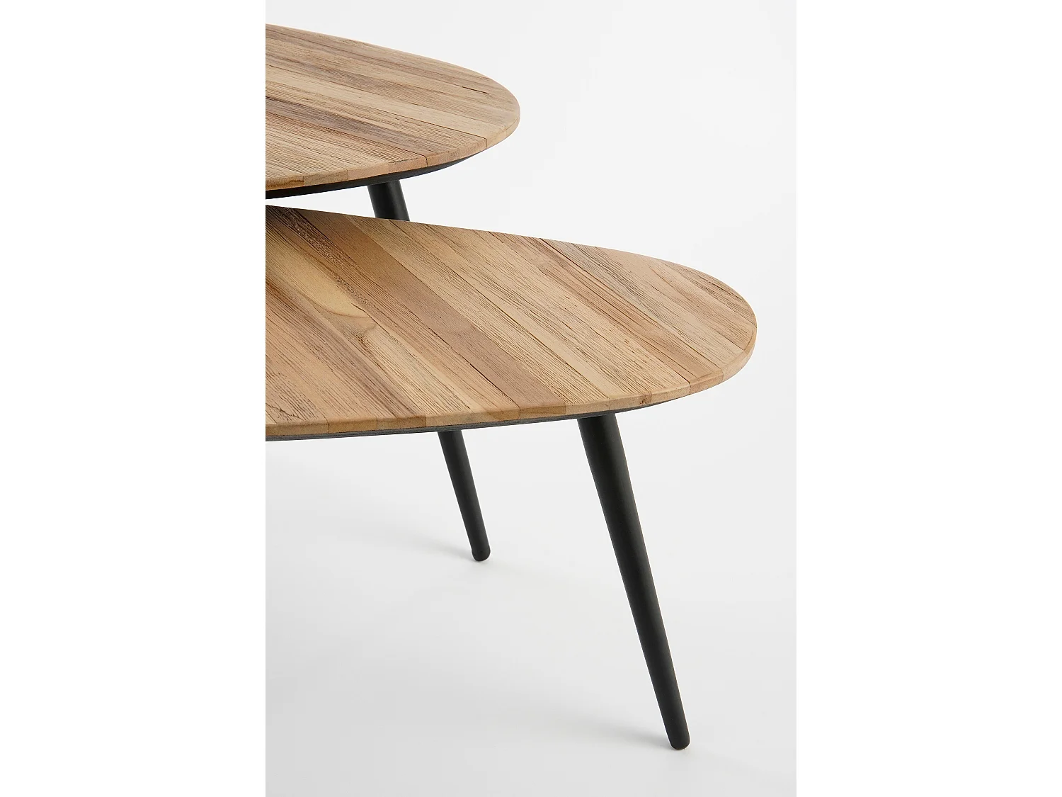 Bijzettafel set van gerecycled hout en mdf en metaal - 84 x 39 x 39 / 84 x 39 x 34.5 - Bruin - JAILEY