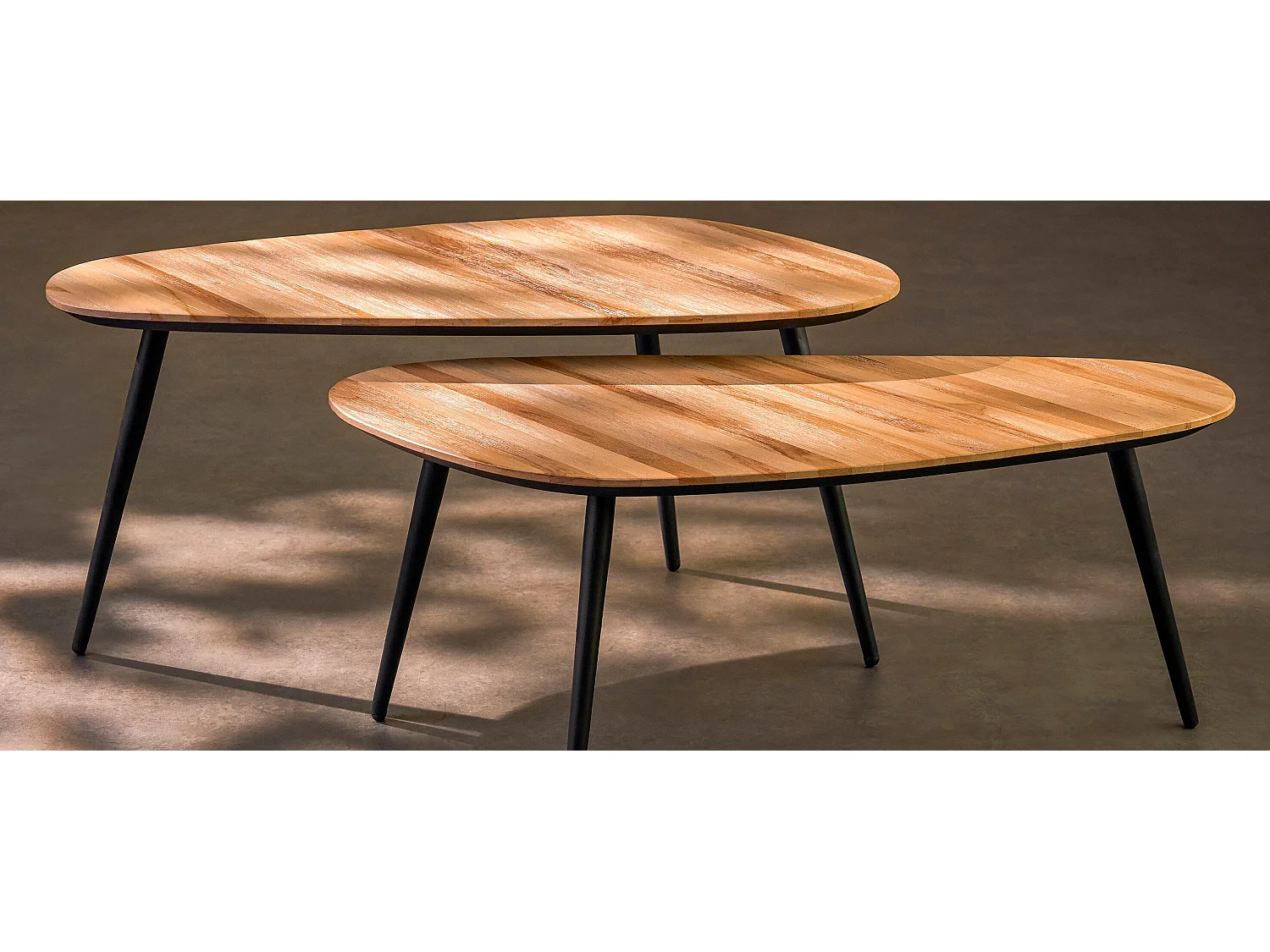 Bijzettafel set van gerecycled hout en mdf en metaal - 84 x 39 x 39 / 84 x 39 x 34.5 - Bruin - JAILEY