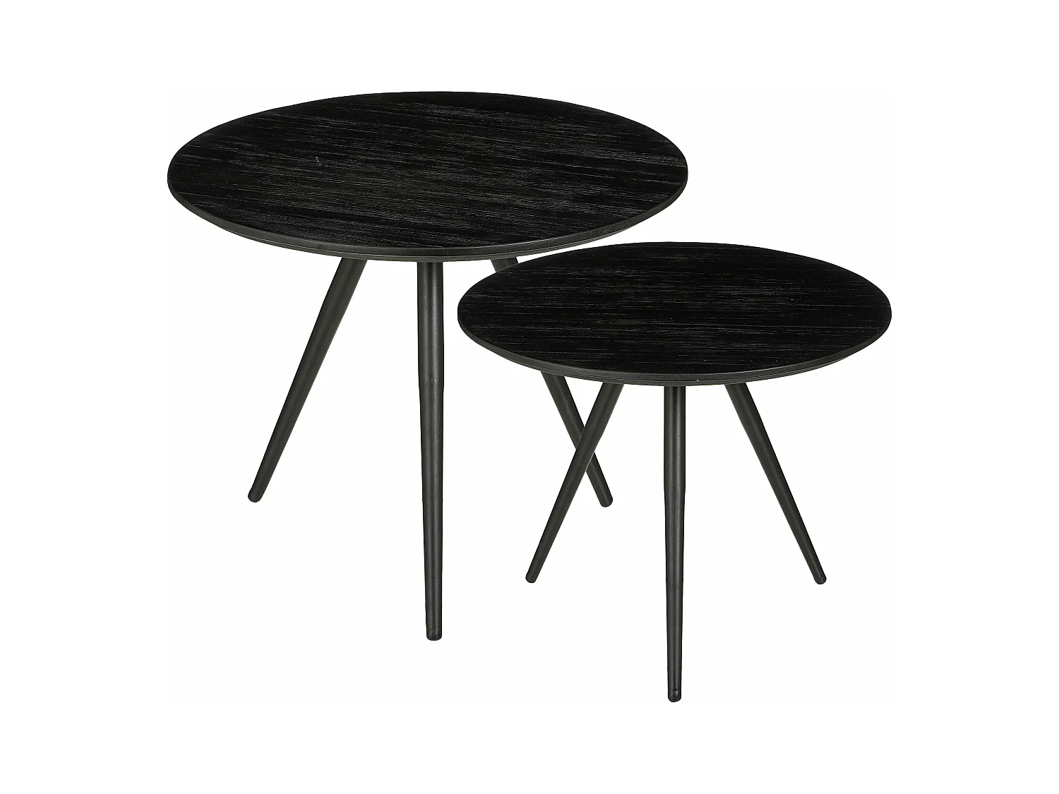Bijzettafel set van gerecycled hout en mdf en metaal - 49 x Ø50 / 42 x Ø50 - Zwart - JAILEY