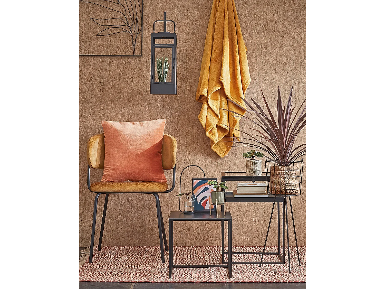 Lote de mesa auxiliar de Metal - 30 x 30 x 29 / 35 x 35 x 33 - Negro - GOA