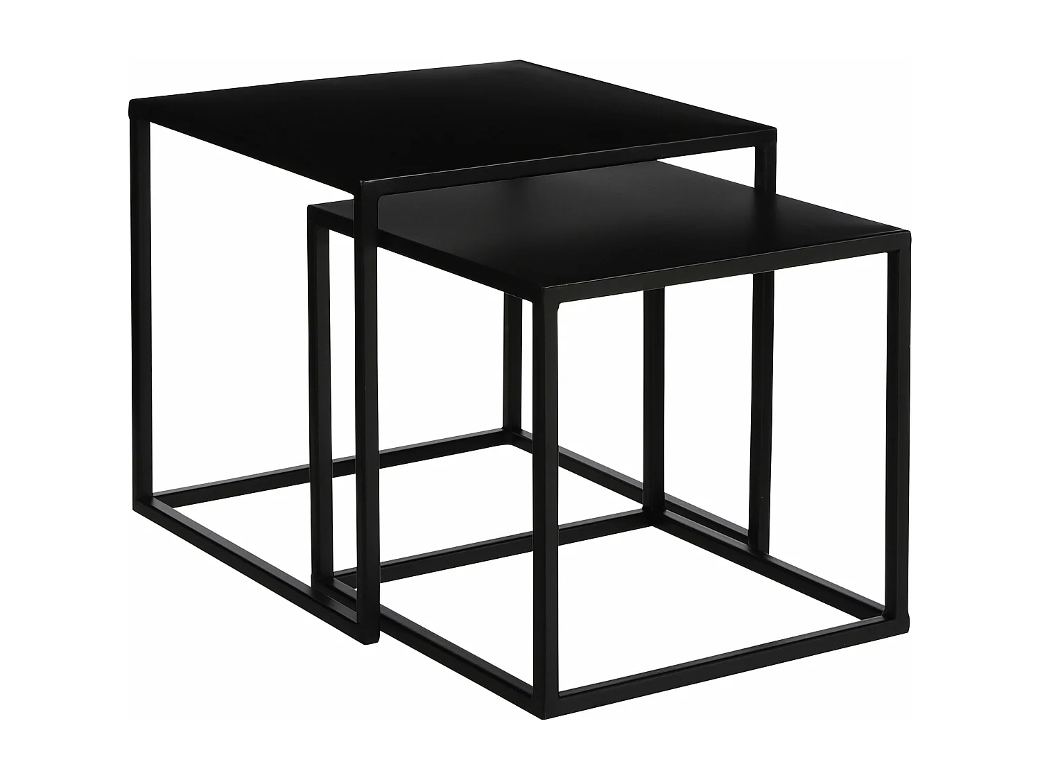 Lot de table d'appoint en métal - 30 x 30 x 29 / 35 x 35 x 33 - Noir - GOA