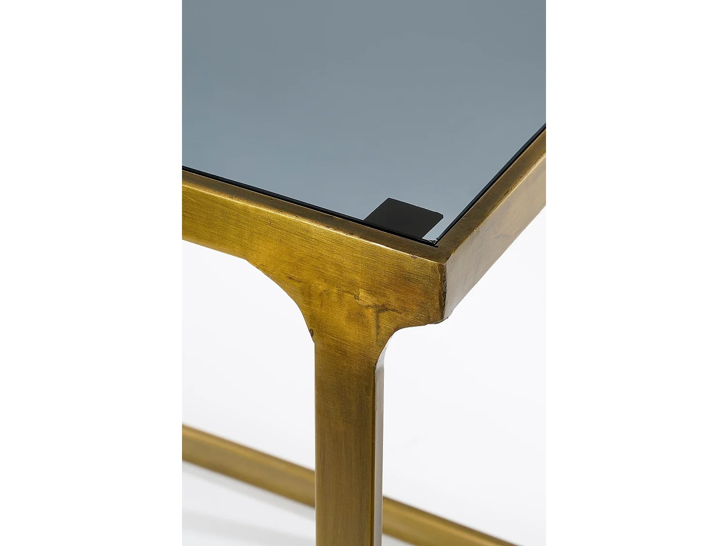 Lot de table d'appoint en métal et verre - 48 x 37 x 52 - Doré - KEVIN