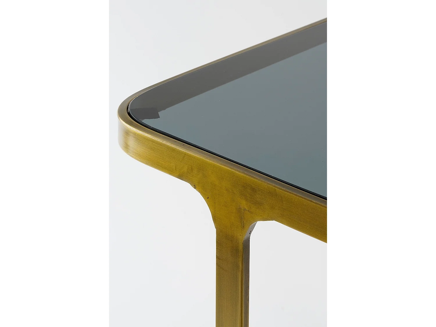 Lot de table d'appoint en métal et verre - 48 x 37 x 52 - Doré - KEVIN