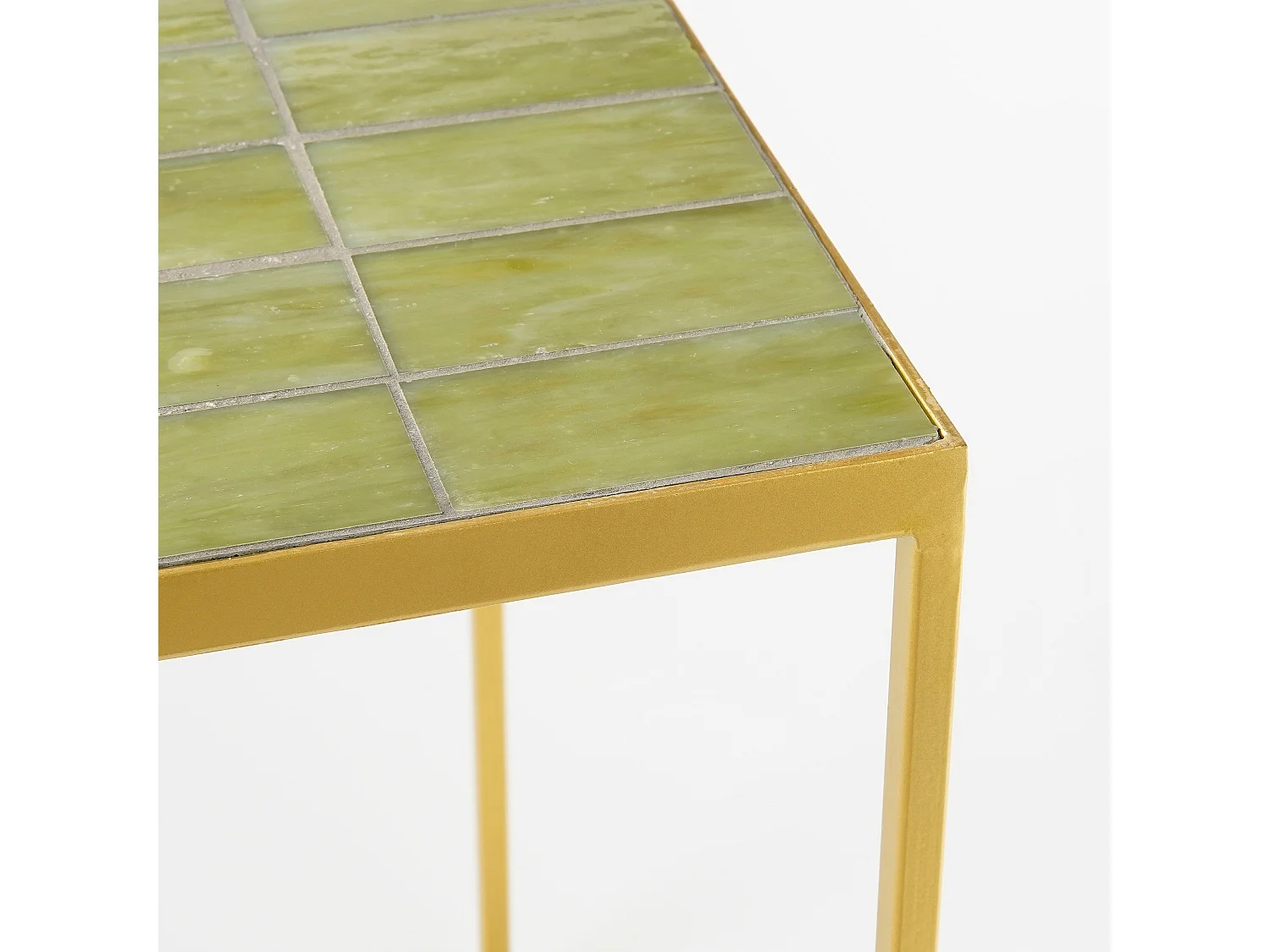 Lot de table d'appoint en métal et verre - 38 x 38 x 48 / 32 x 32 x 43 - Vert - AARON