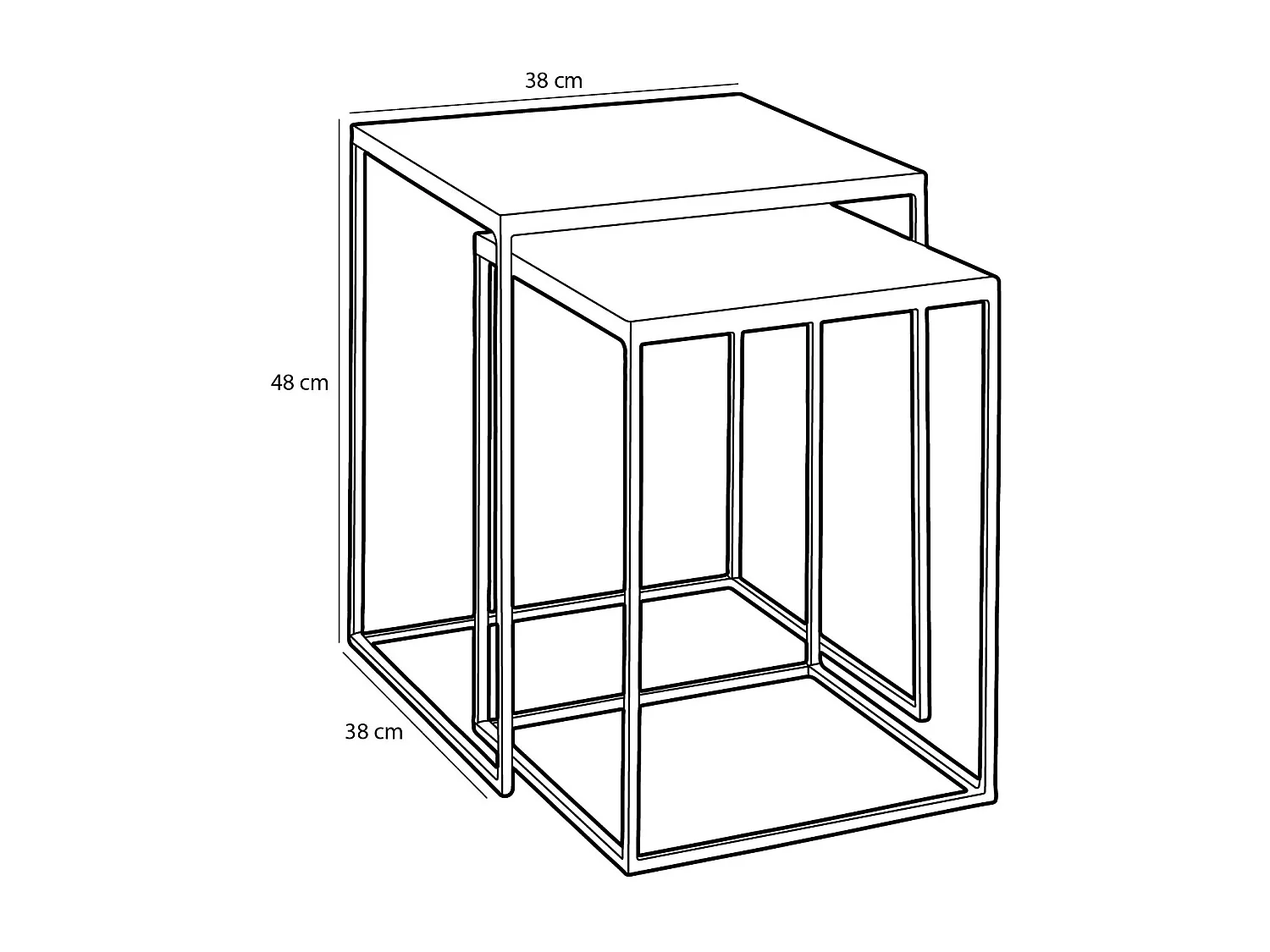 Lot de table d'appoint en métal et verre - 38 x 38 x 48 / 32 x 32 x 43 - Vert - AARON