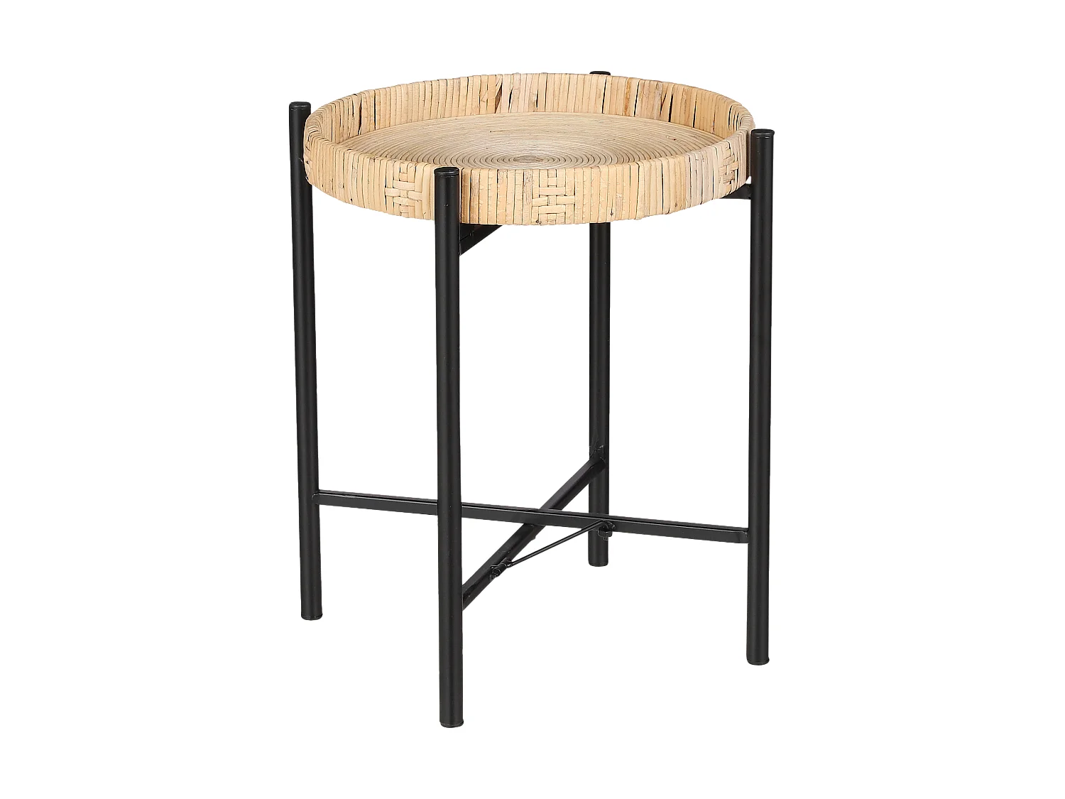 Beistelltisch aus Rattan und Eisen - 39.5 x Ø29.5 - Braun - KAJ