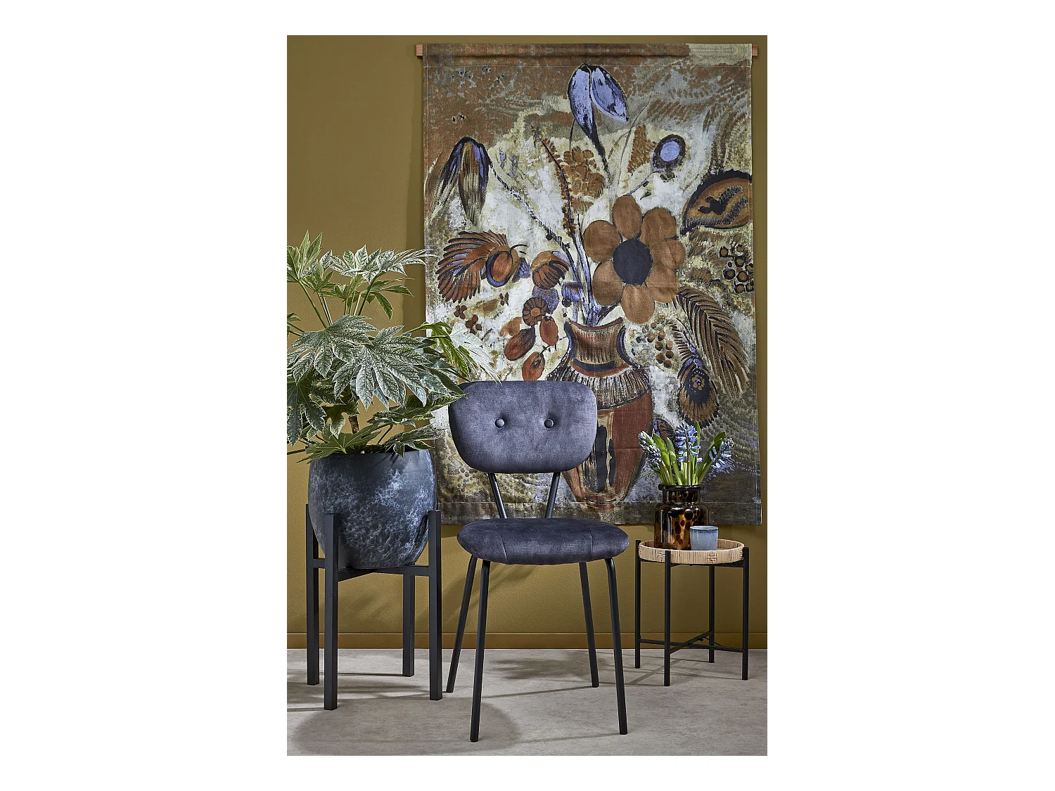 Beistelltisch aus Rattan und Eisen - 39.5 x Ø29.5 - Braun - KAJ