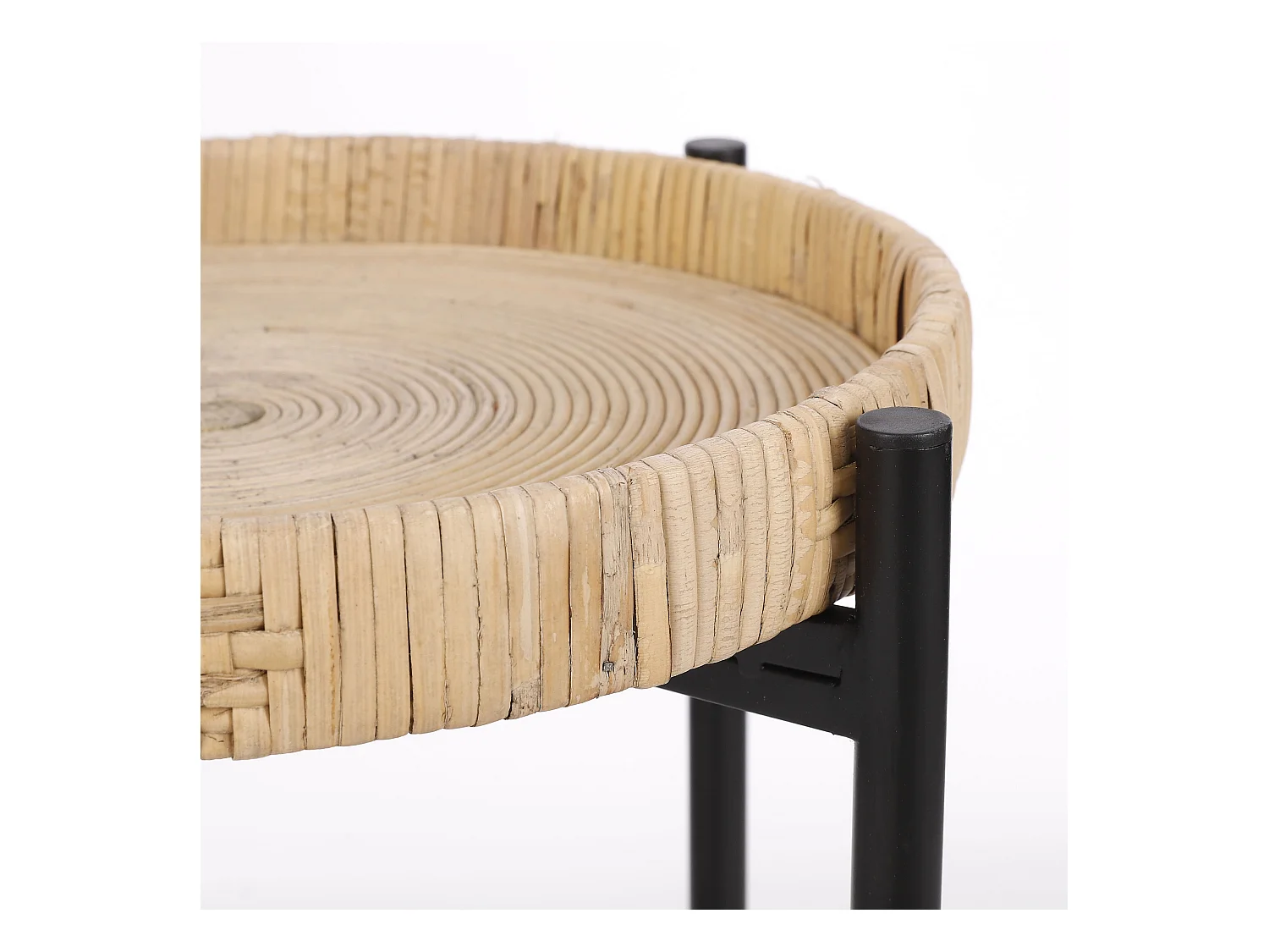 Beistelltisch aus Rattan und Eisen - 39.5 x Ø29.5 - Braun - KAJ