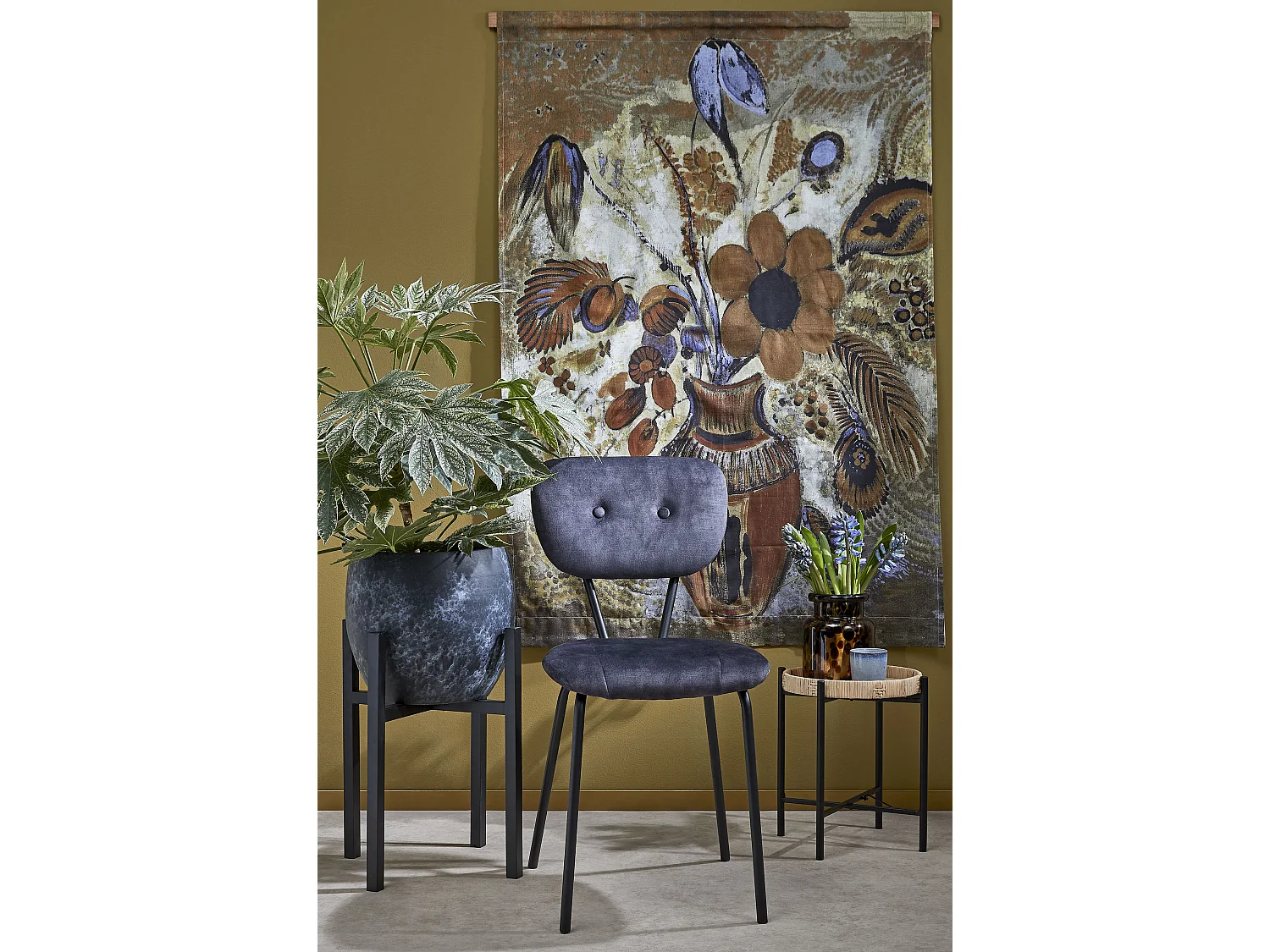 Mesa auxiliar de Rota y metal - 39.5 x Ø29.5 - Marrón - KAJ