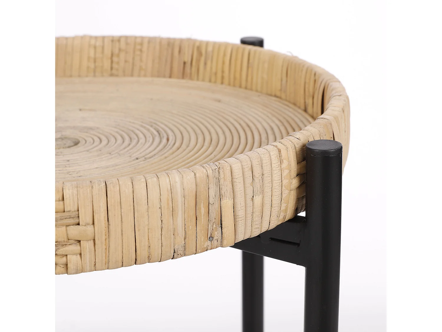 Mesa auxiliar de Rota y metal - 39.5 x Ø29.5 - Marrón - KAJ