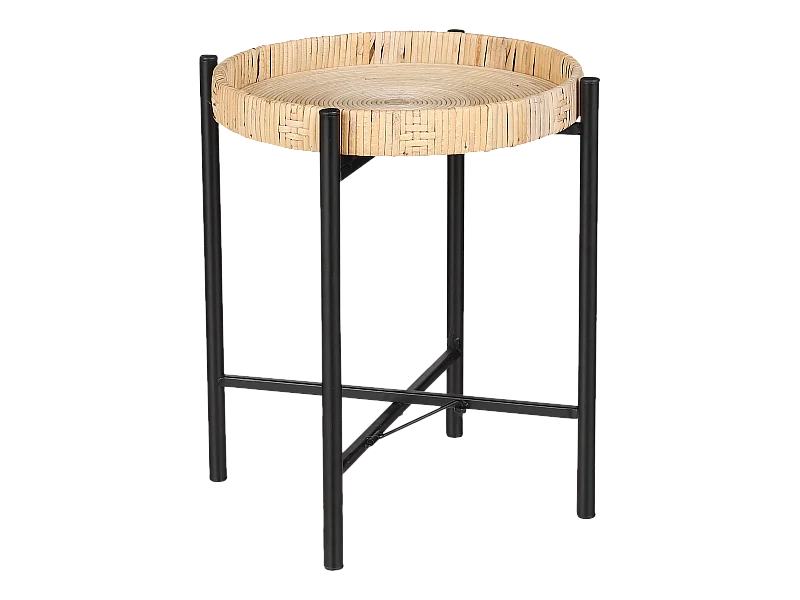 Mesa auxiliar de Rota y metal - 39.5 x Ø29.5 - Marrón - KAJ