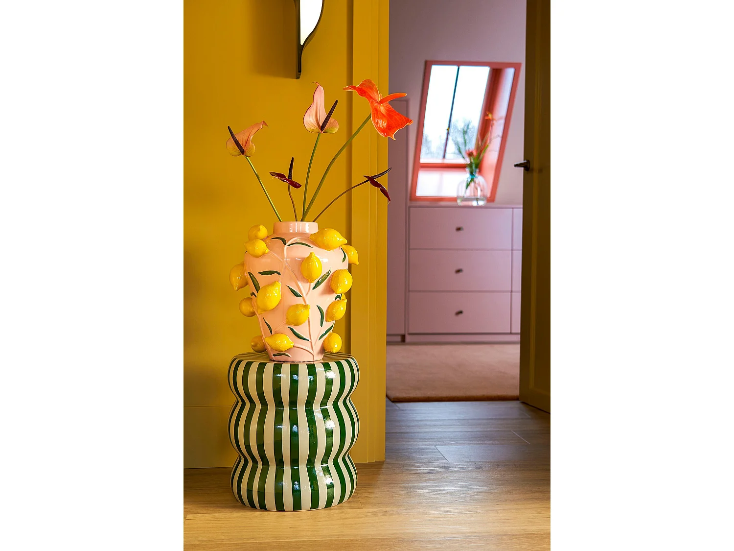 Bijzettafel van keramiek - 40 x Ø35 - Groen - SKIPPER