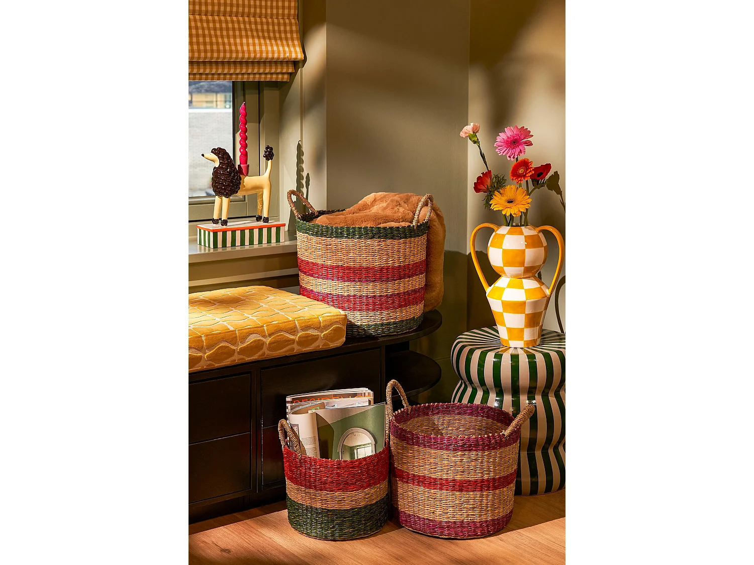 Bijzettafel van keramiek - 40 x Ø35 - Groen - SKIPPER