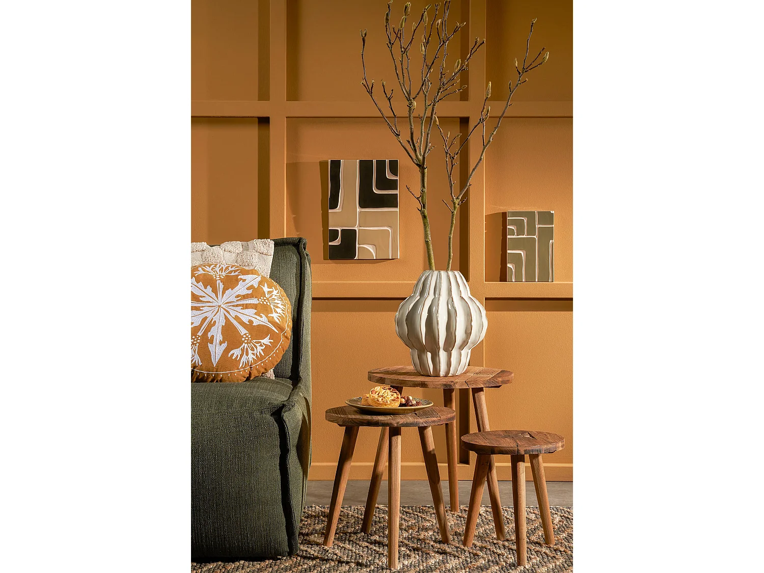 Table d'appoint en bois recyclé - 42,5 x Ø40 - Marron - BOLD