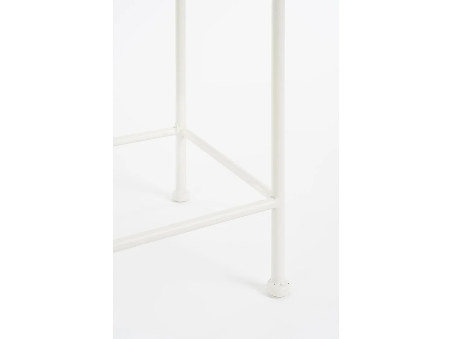 Lot de table d'appoint en métal et tuile - 28 x 28 x 67 / 24 x 24 x 61 / 20 x 20 x 55 - Marron, blanc - ODILE