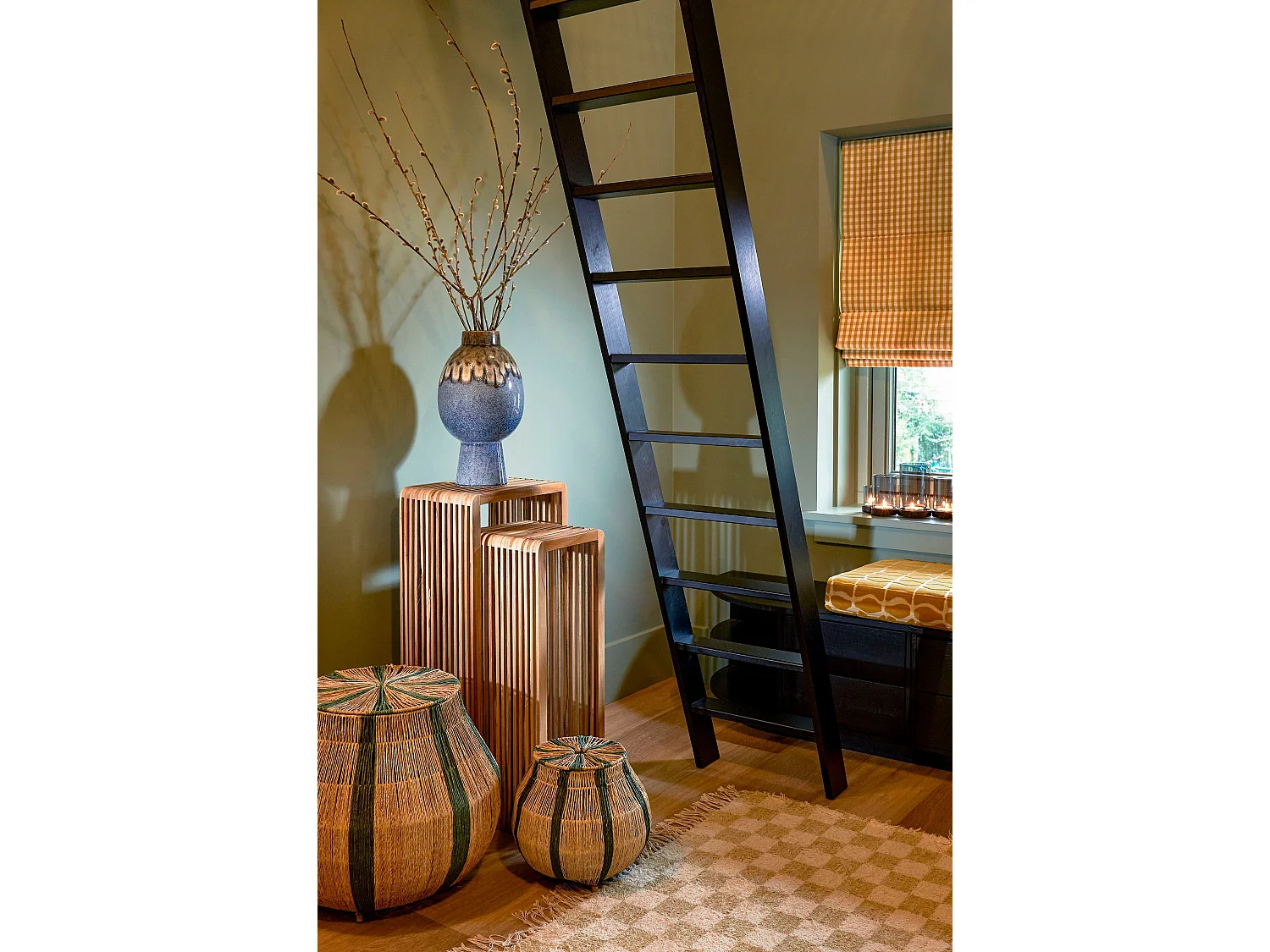 Pflanztisch aus Recyceltes Holz - 35 x 25 x 80 / 25 x 25 x 70 - Braun - YONKER