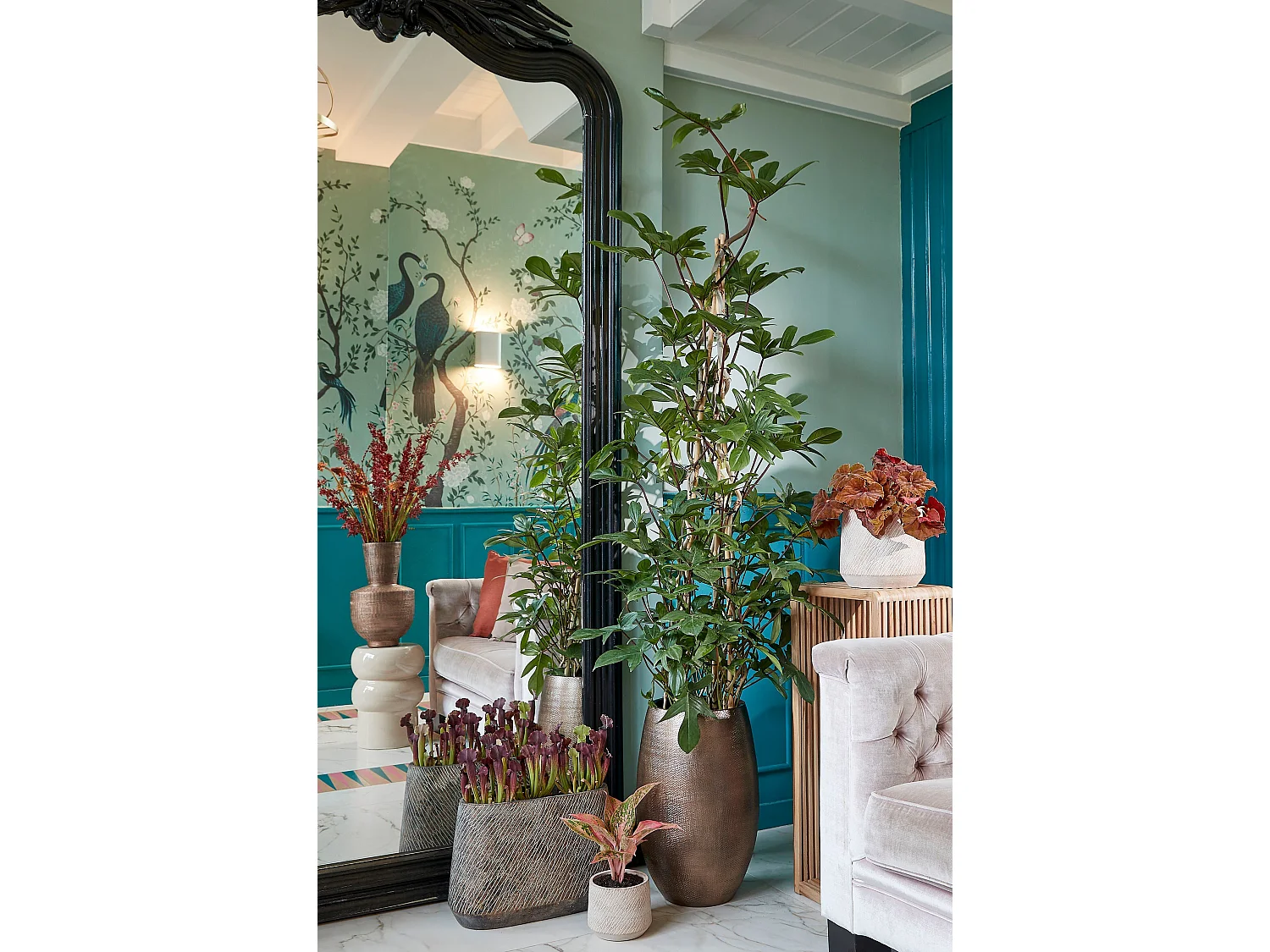 Pflanztisch aus Recyceltes Holz - 35 x 25 x 80 / 25 x 25 x 70 - Braun - YONKER