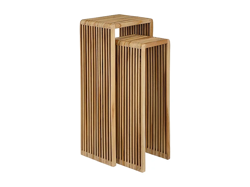 Pflanztisch aus Recyceltes Holz - 35 x 25 x 80 / 25 x 25 x 70 - Braun - YONKER