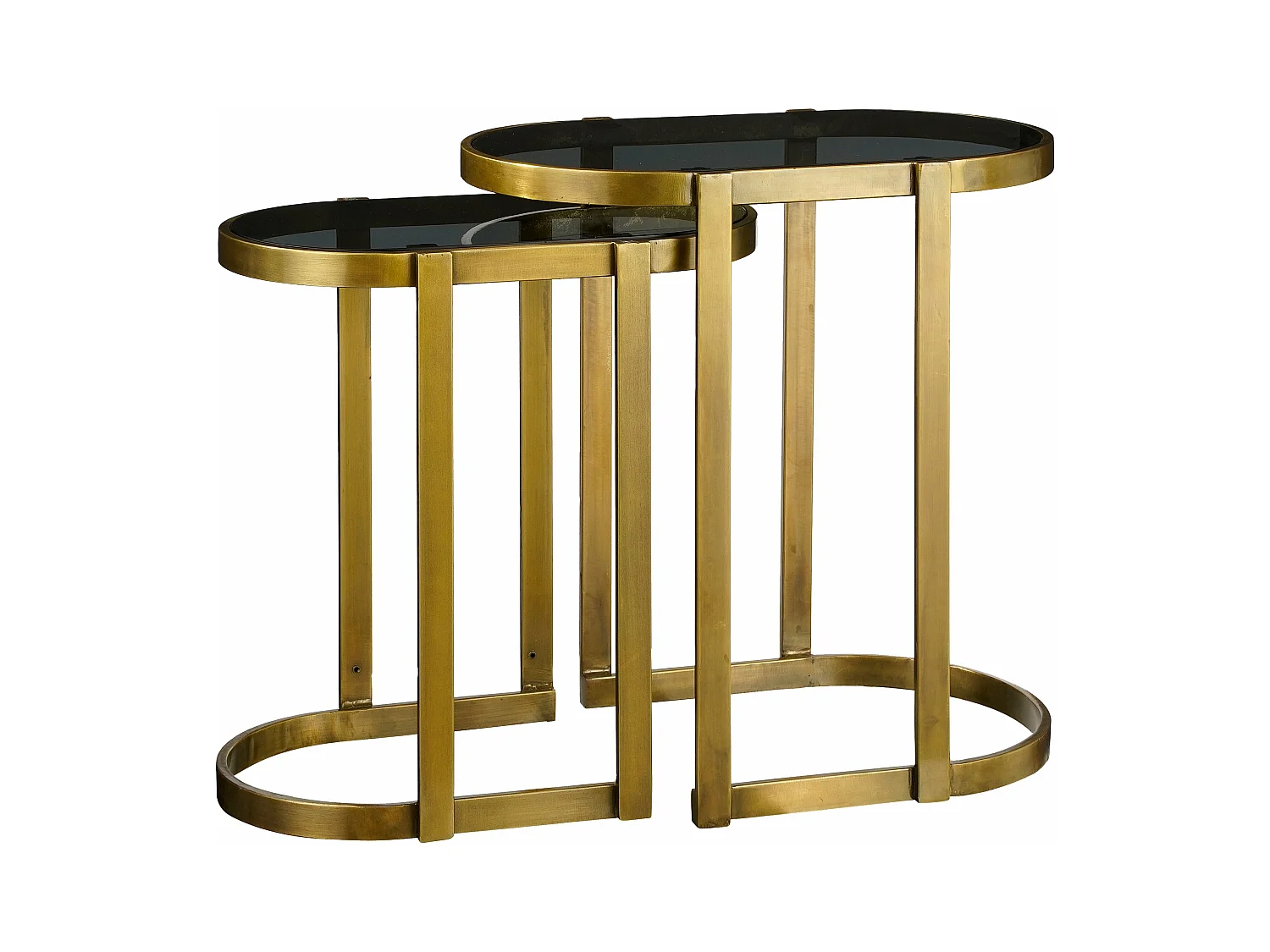 Lote de mesa auxiliar de Metal y vidrio - 54 x 34 x 56 - Oro - KEVIN