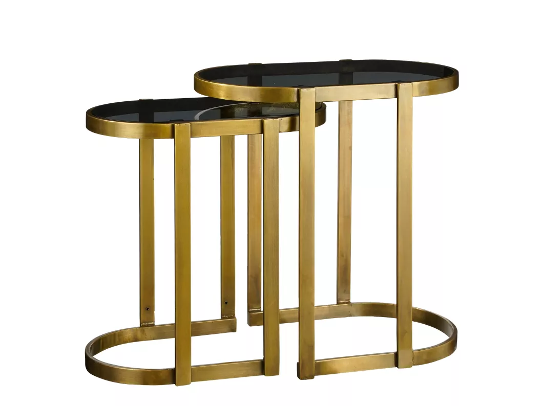 Kauf Unique Beistelltisch-Set aus Eisen und glas - 54 x 34 x 56 - Gold - KEVIN