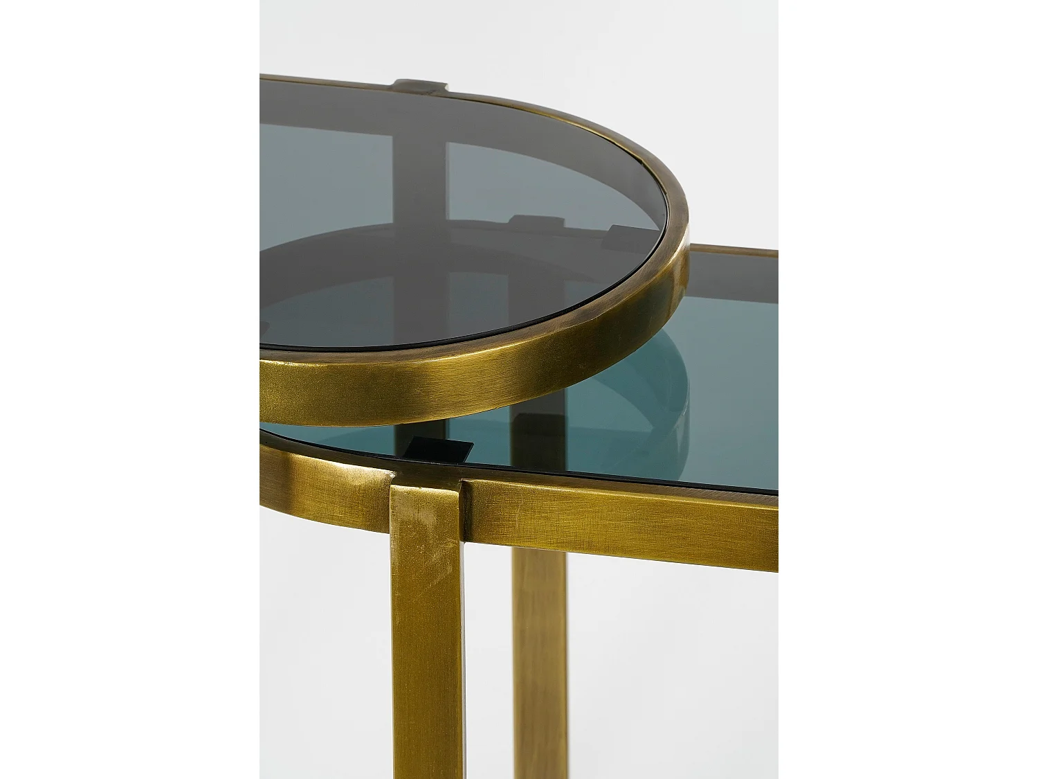 Bijzettafel set van ijzer en glas - 54 x 34 x 56 - Goud - KEVIN