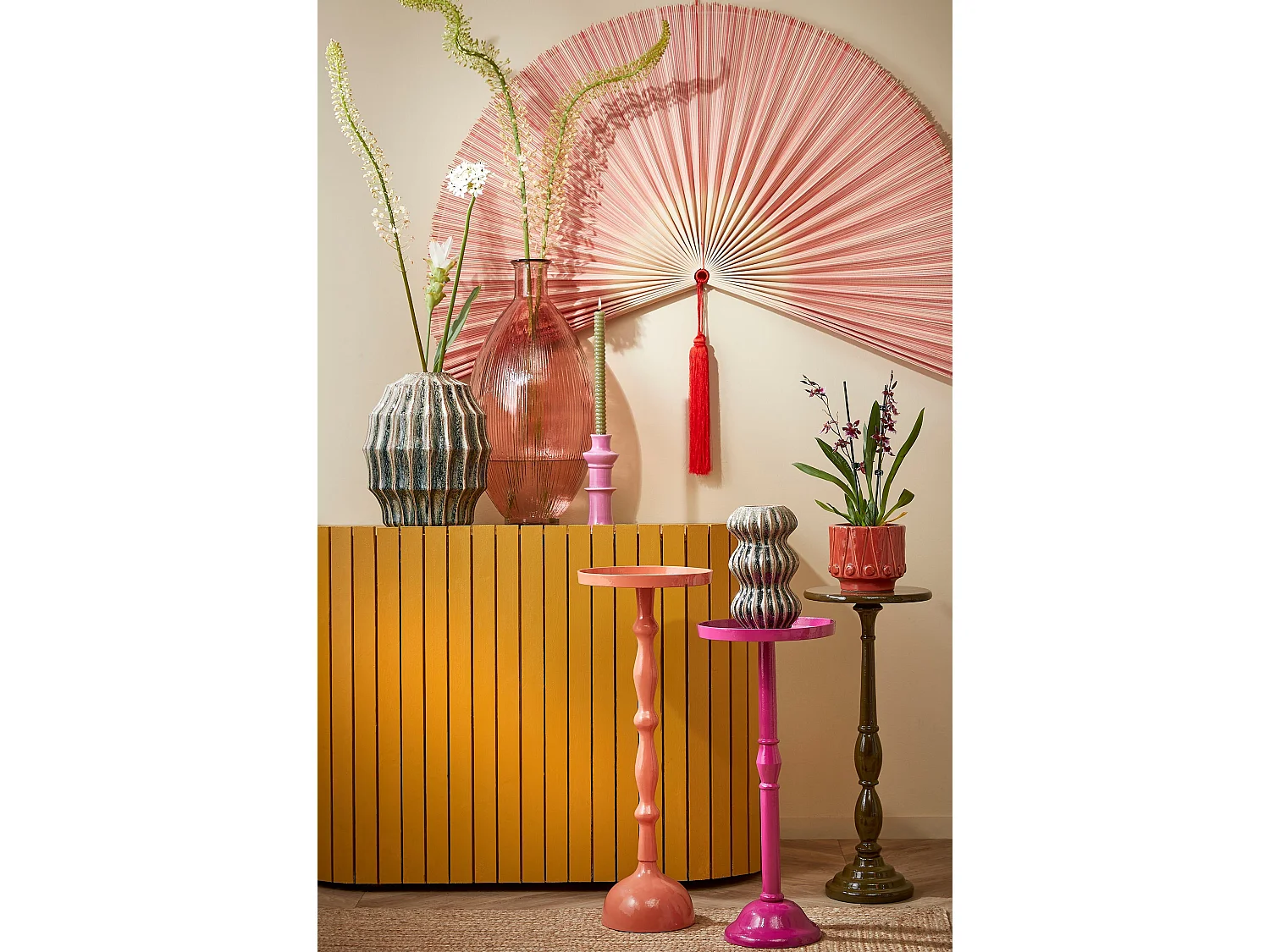 Table d'appoint en aluminium recyclé et mdf et filt - 66 x 25 - Orange - DUCO