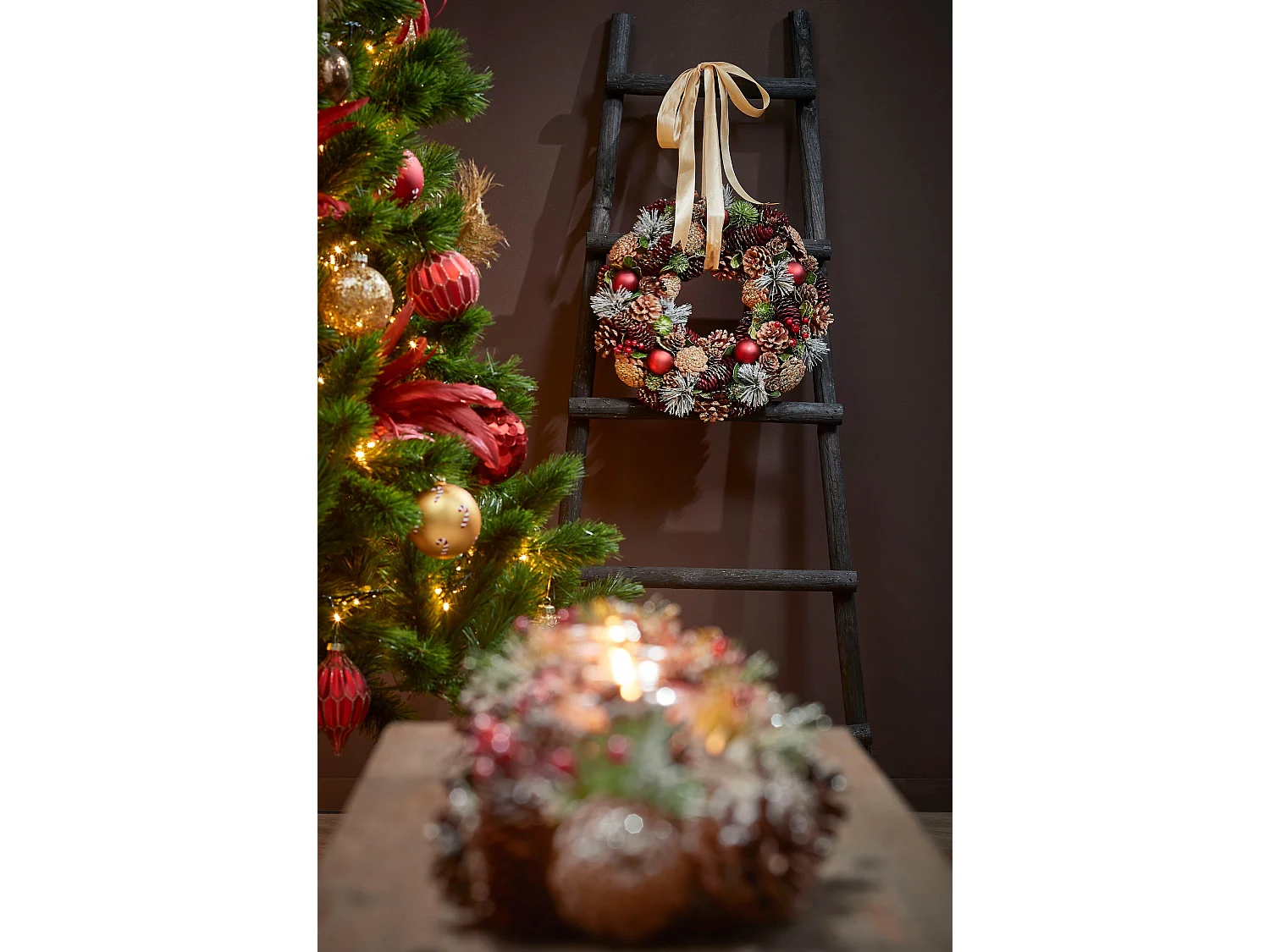 Echelle decorative en bois de peuplier - 29 x 49 x 119 - Noir -