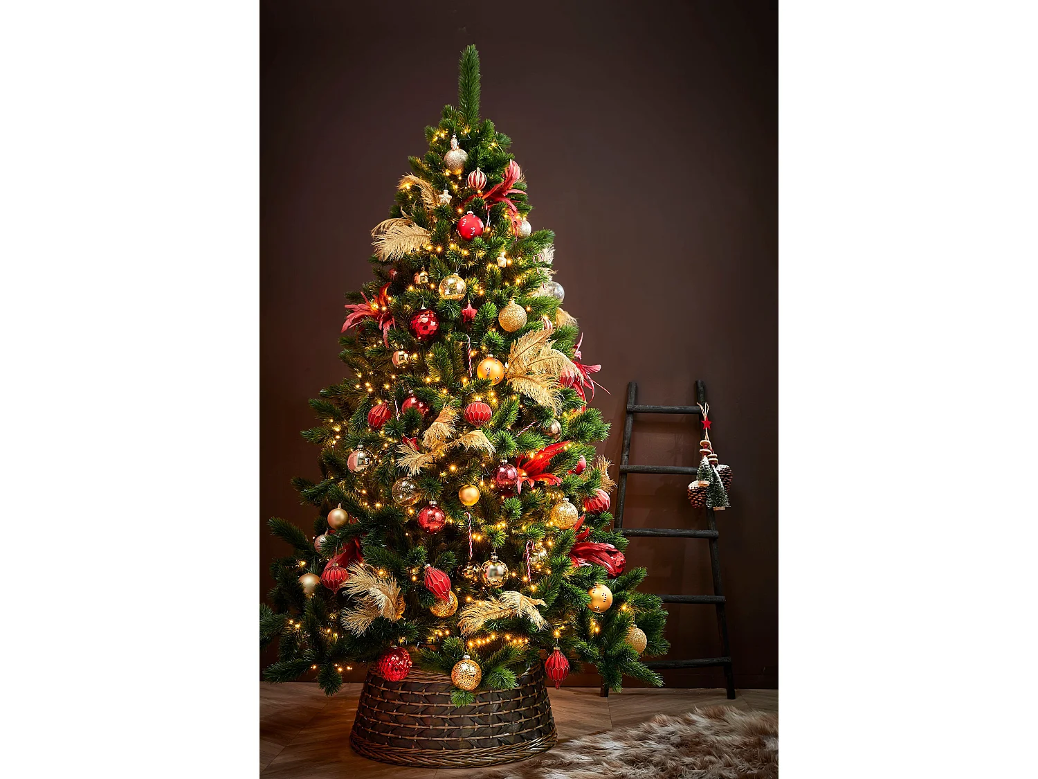 Echelle decorative en bois de peuplier - 29 x 49 x 119 - Noir -