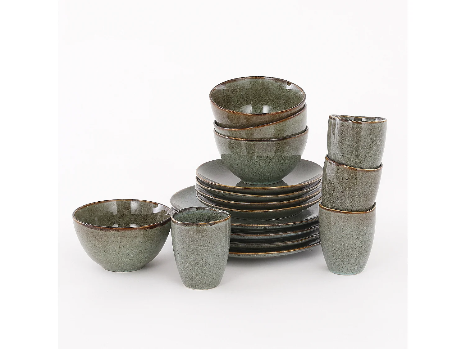 Service complet en céramique - Ø26 / Ø20,5 / Ø15 x 8 / Ø8 x 10,5 - Vert - TABO