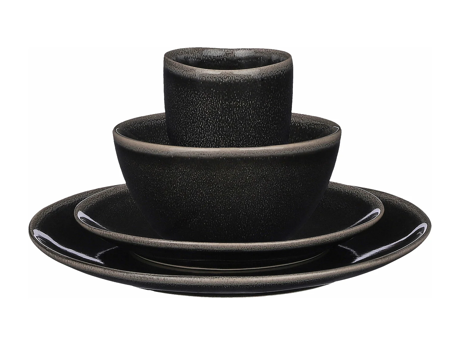 Service complet en céramique - Ø26 / Ø20,5 / Ø15 x 8 / Ø8 x 10,5 - Noir - TABO