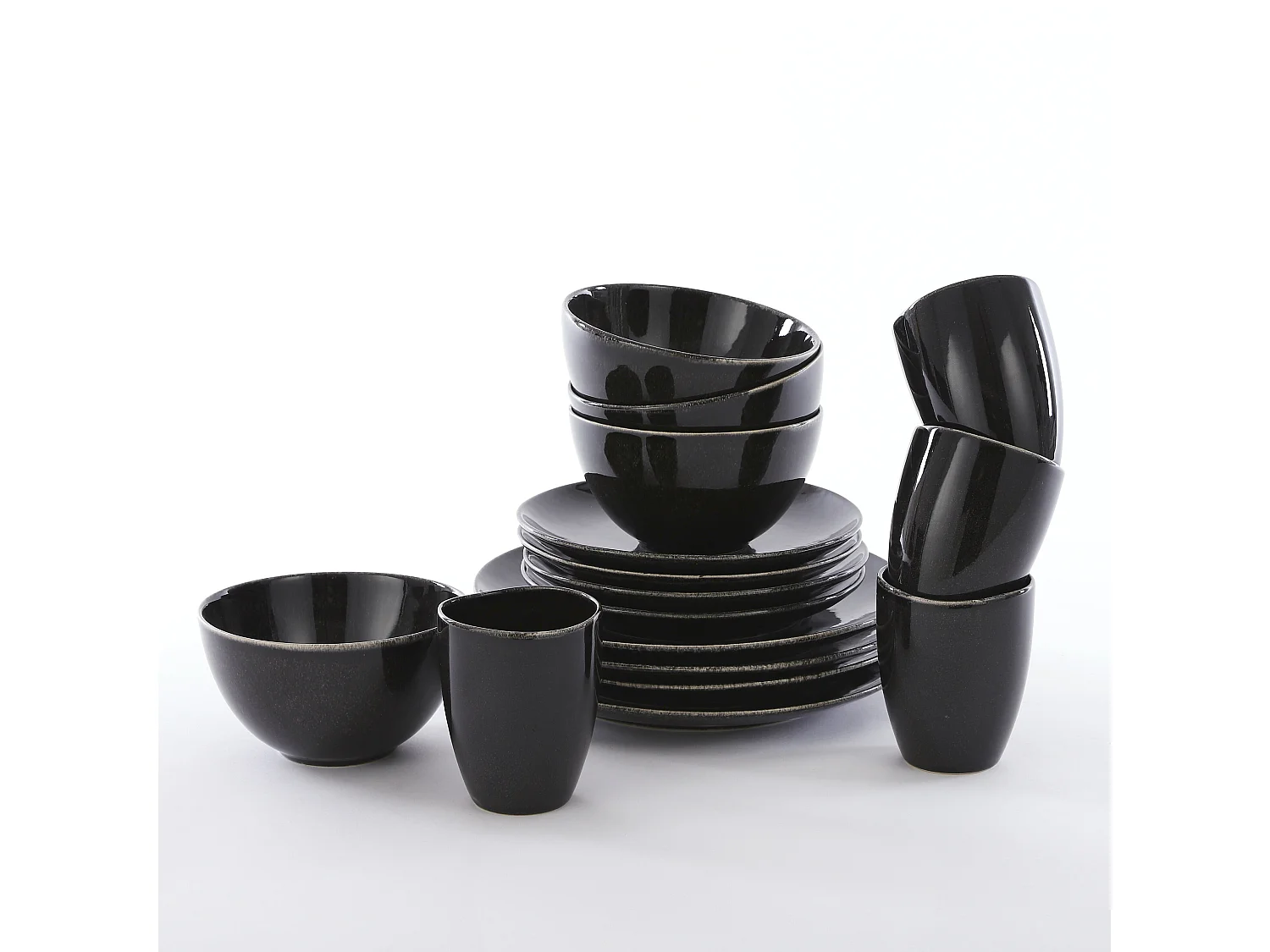 Service complet en céramique - Ø26 / Ø20,5 / Ø15 x 8 / Ø8 x 10,5 - Noir - TABO