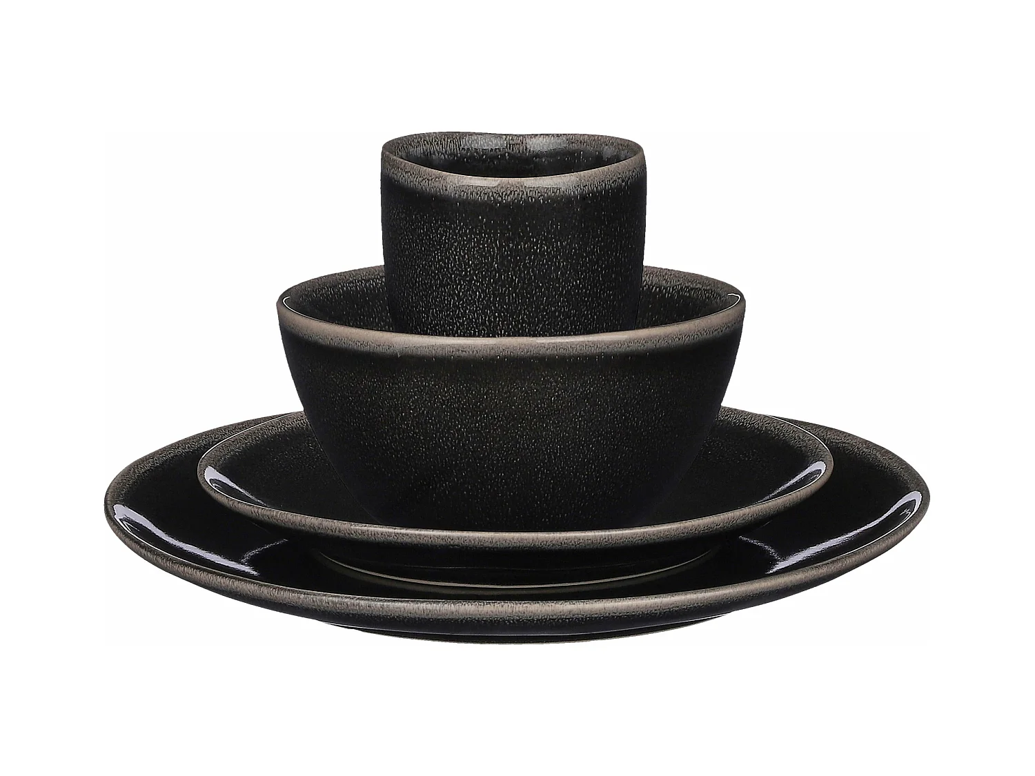Service complet en céramique - Ø26 / Ø20,5 / Ø15 x 8 / Ø8 x 10,5 - Noir - TABO