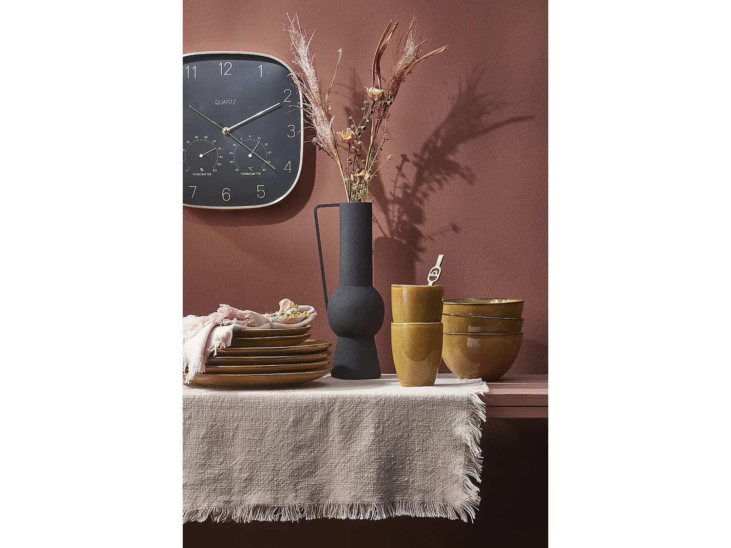 Service complet en céramique - Ø26 / Ø20,5 / Ø15 x 8 / Ø8 x 10,5 - Ocre - TABO