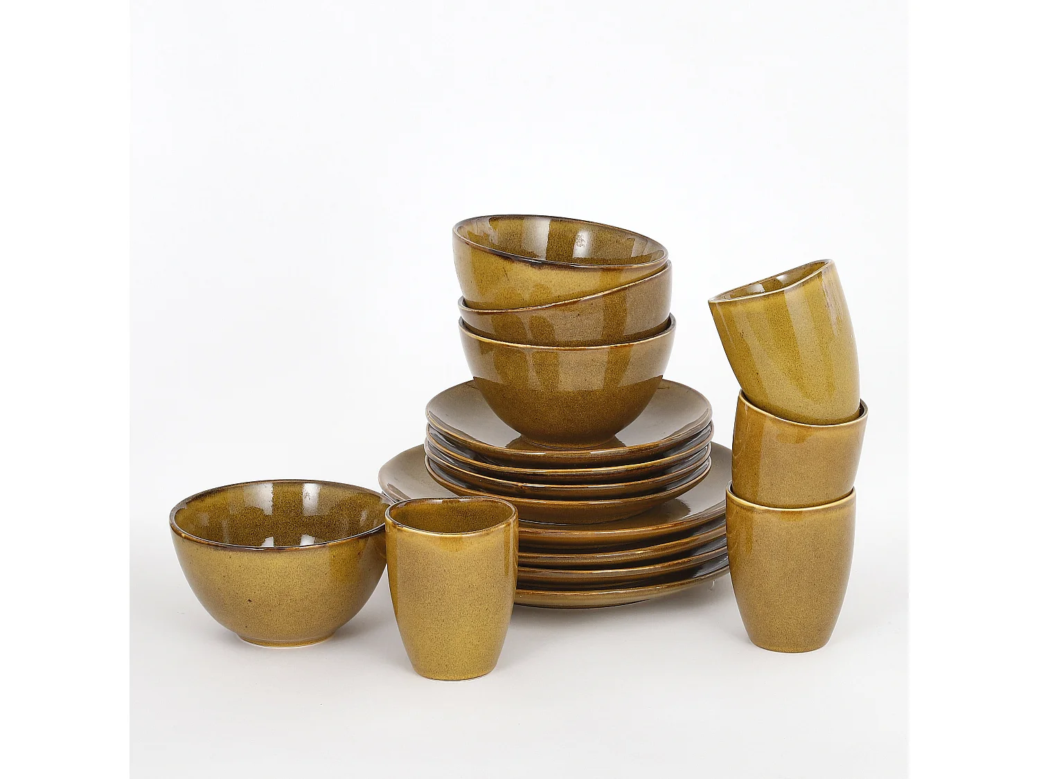 Set stoviglie in  - Ø26 / Ø20,5 / Ø15 x 8 / Ø8 x 10,5 - Ocra - TABO