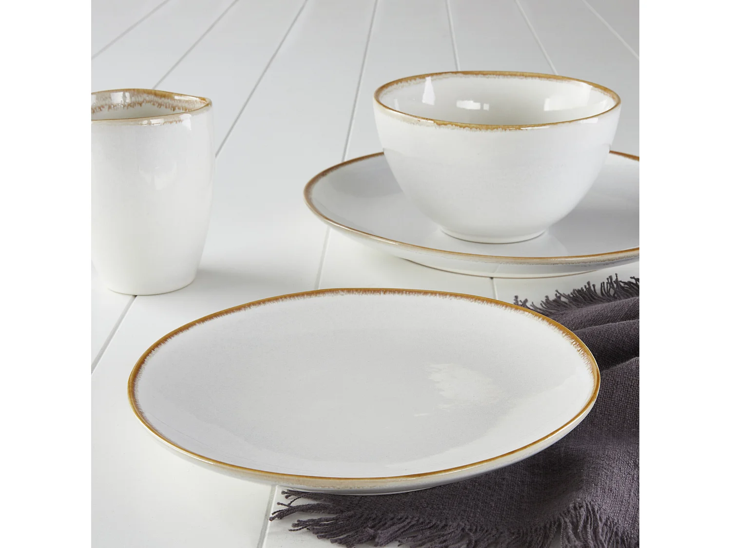 Service complet en céramique - Ø26 / Ø20,5 / Ø15 x 8 / Ø8 x 10,5 - Blanc - TABO