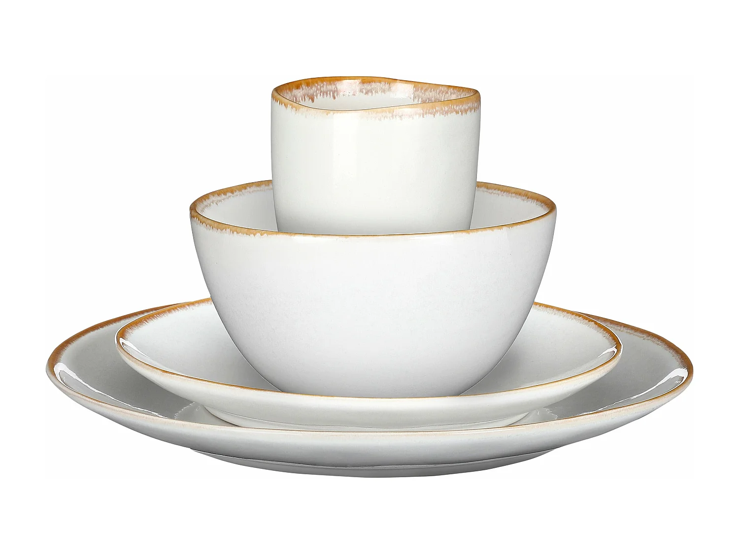 Servies set van keramiek - Ø26 / Ø20,5 / Ø15 x 8 / Ø8 x 10,5 - Wit - TABO