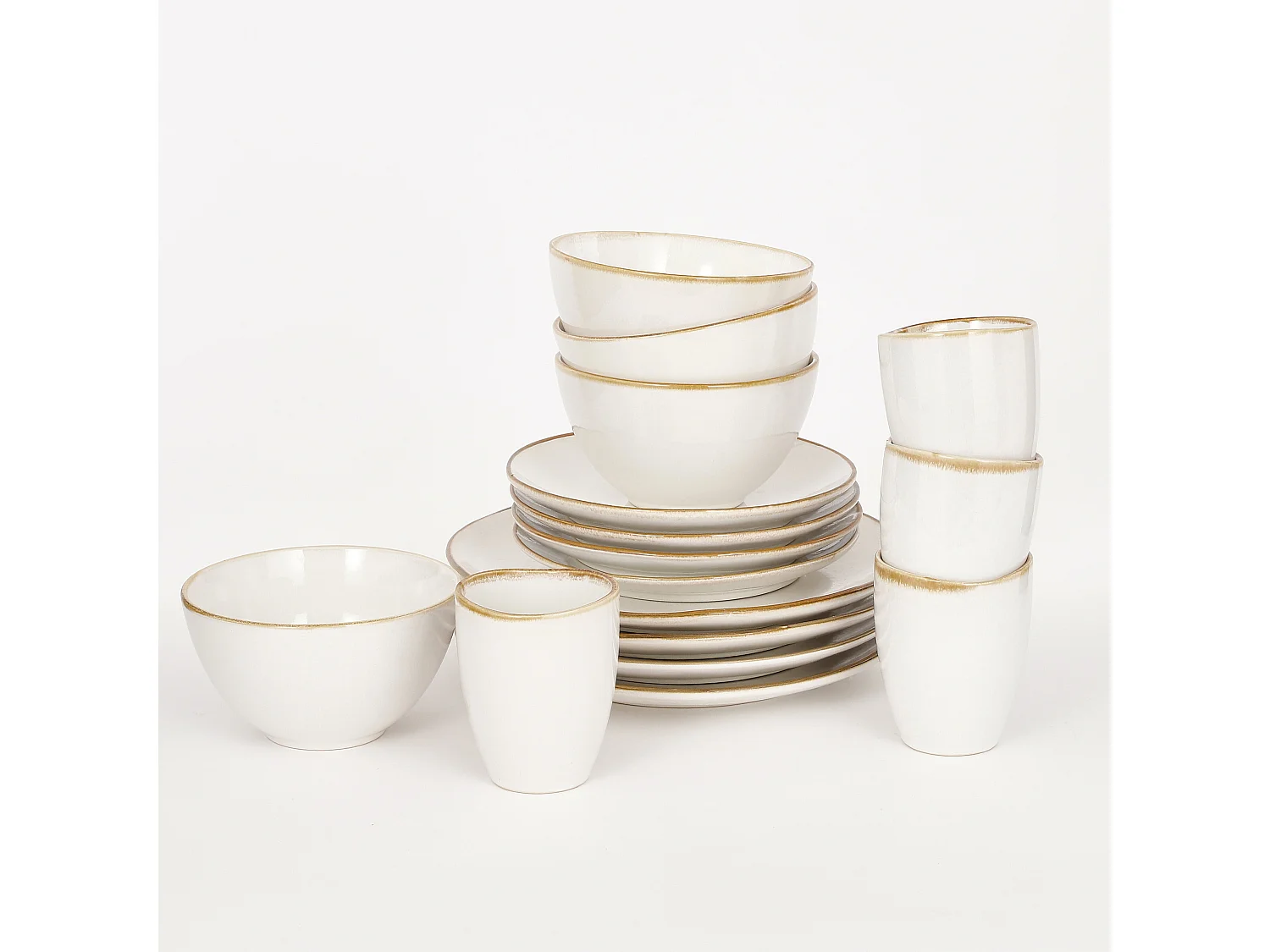 Servies set van keramiek - Ø26 / Ø20,5 / Ø15 x 8 / Ø8 x 10,5 - Wit - TABO