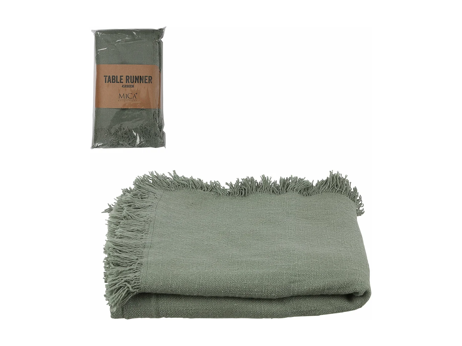 Chemin de table en coton - 180 x 45 - Vert - XAVIE