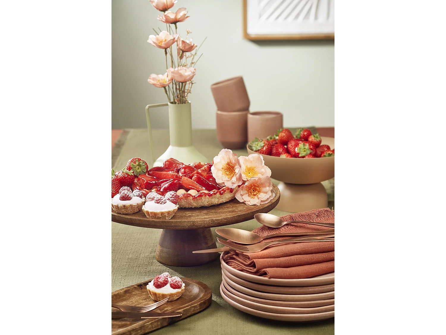 Soporte para tarta de Madera de mango - Ø30 x 10 - Marrón oscuro - TALLO