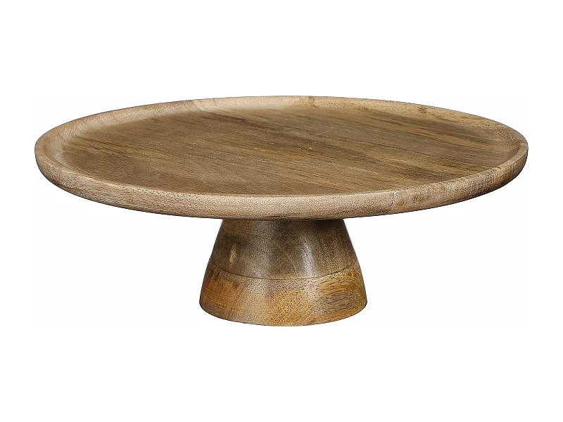 Présentoir à Gâteaux en bois de manguier - Ø30 x 10 - Marron clair - TALLO