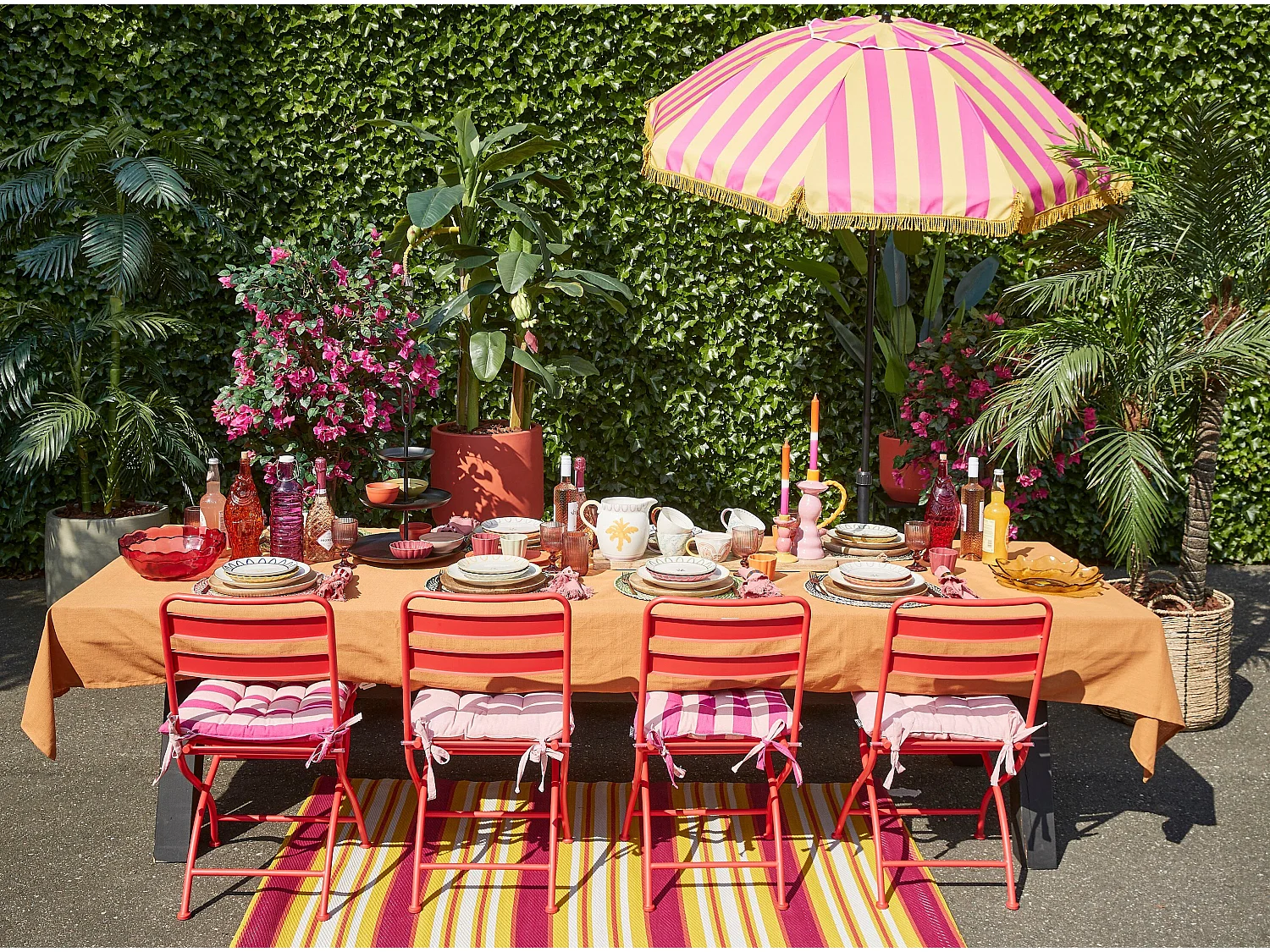 Parasol en polyester et métal - 238 x Ø220 - Jaune - OSBORN