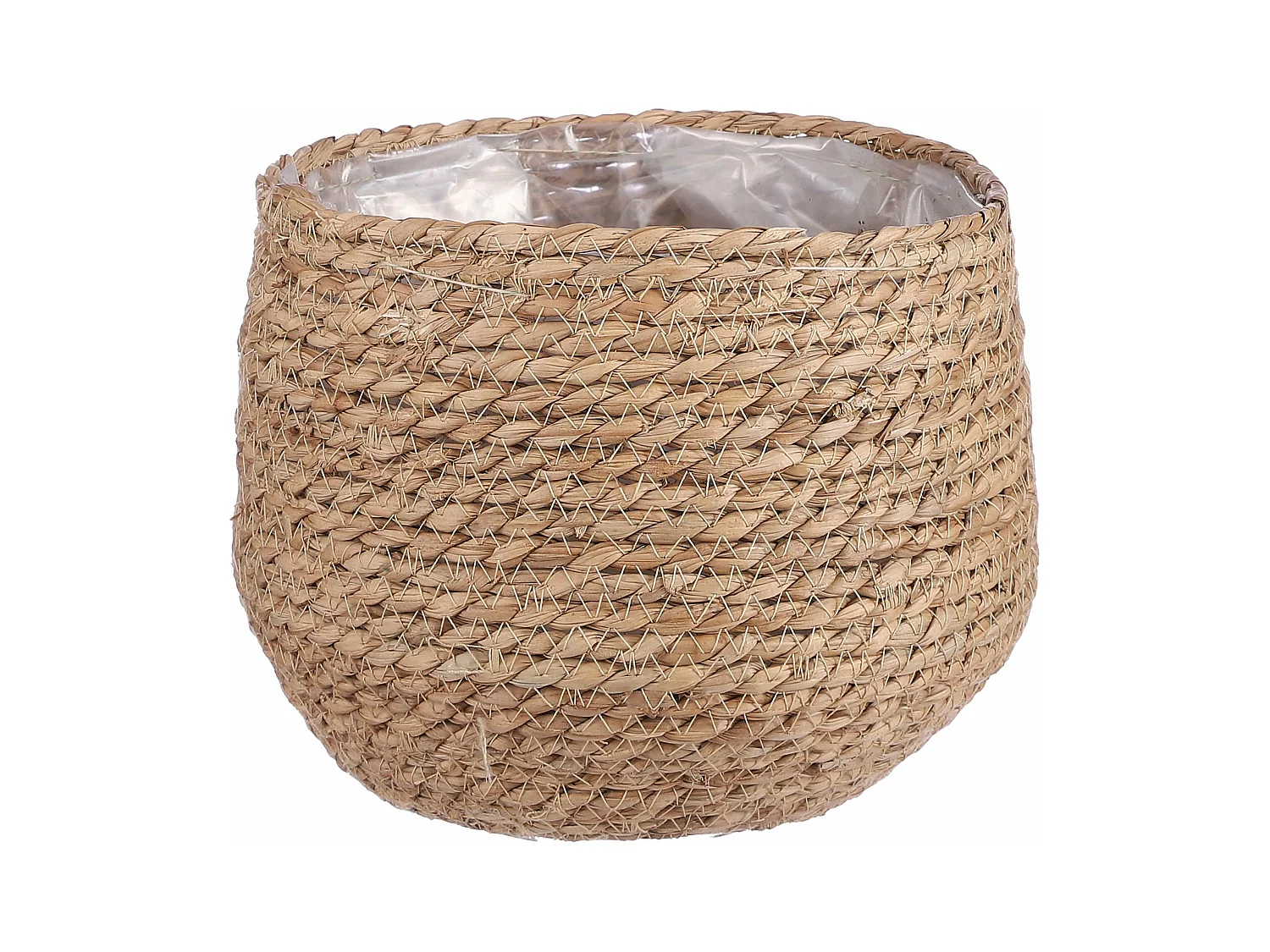 Plantenmand van zeegras en plastic - 19 x Ø22 - Lichtbruin - JORCK