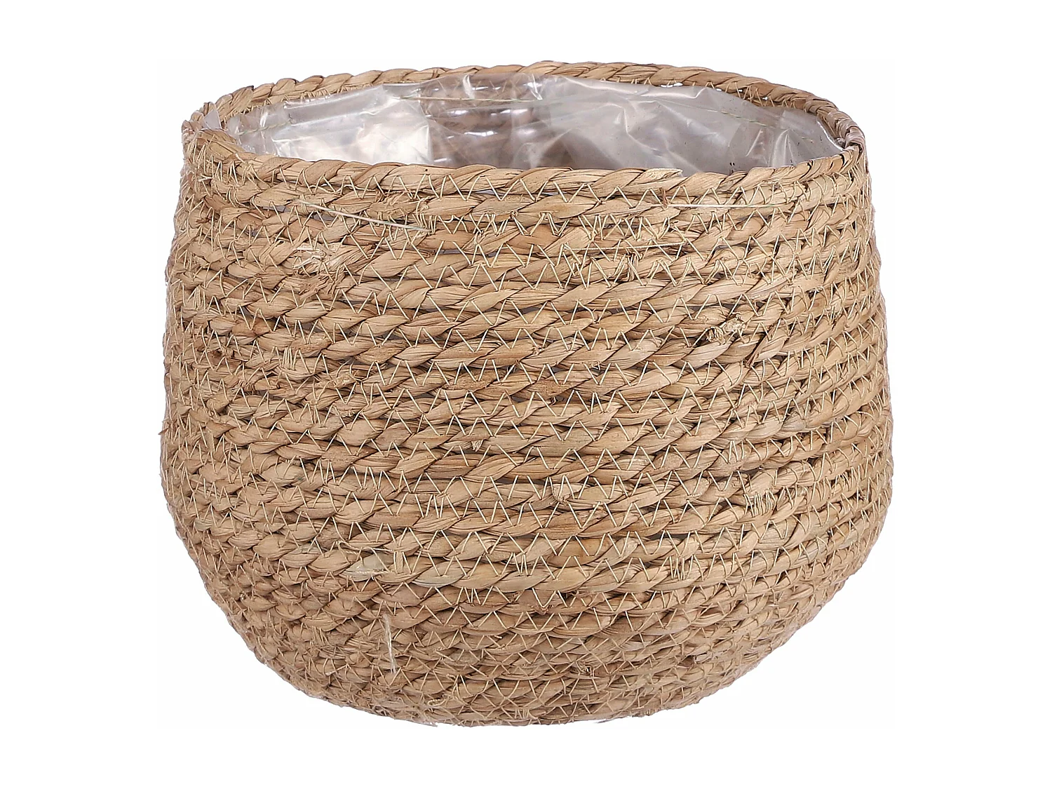 Plantenmand van zeegras en plastic - 19 x Ø22 - Lichtbruin - JORCK