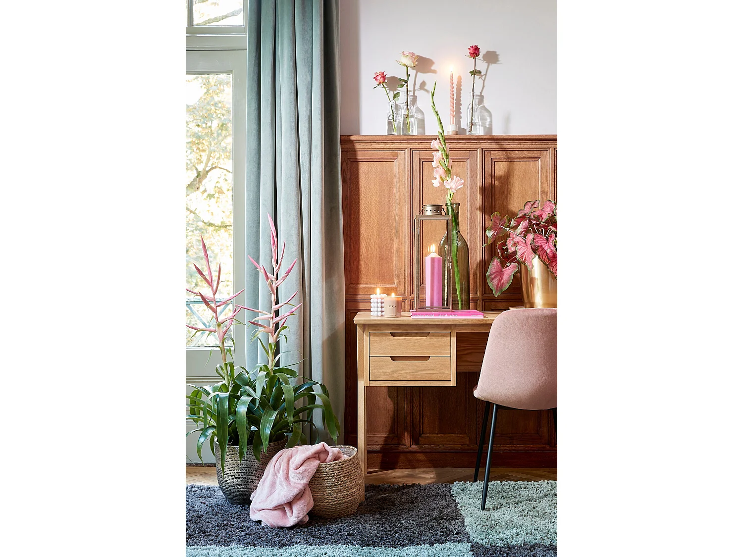 Plantenmand van zeegras en plastic - 19 x Ø22 - Lichtbruin - JORCK