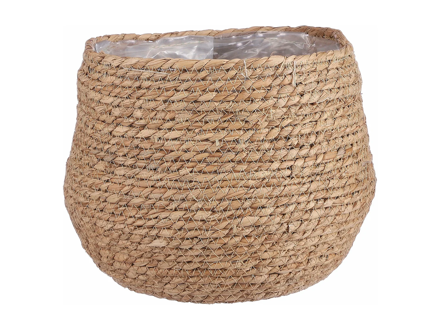 Plantenmand van zeegras en plastic - Ø26 x 24 - Lichtbruin - JORCK