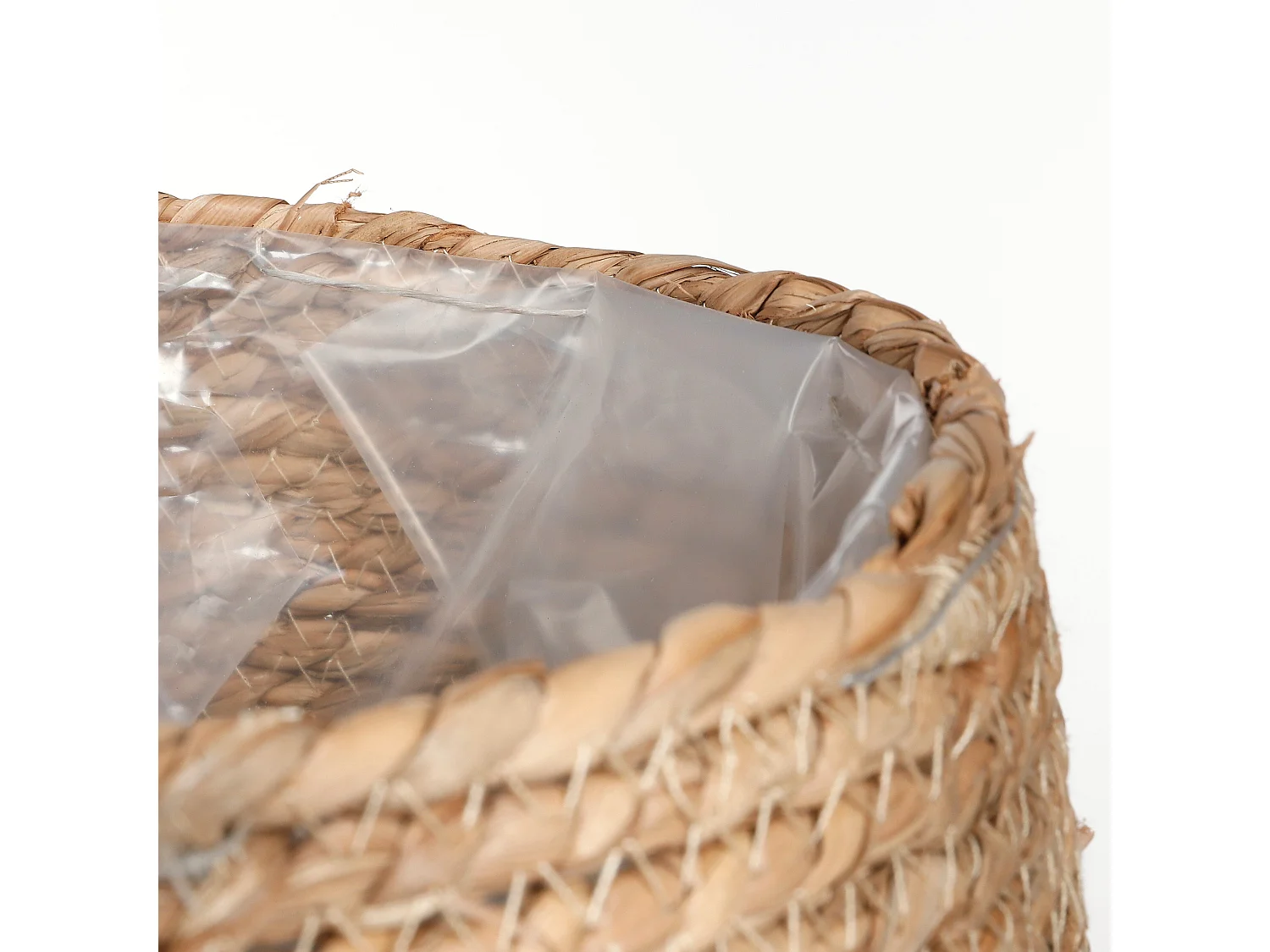 Plantenmand van zeegras en plastic - Ø26 x 24 - Lichtbruin - JORCK