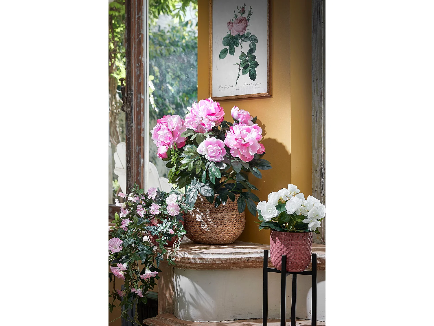 Plantenmand van zeegras en plastic - Ø26 x 24 - Lichtbruin - JORCK