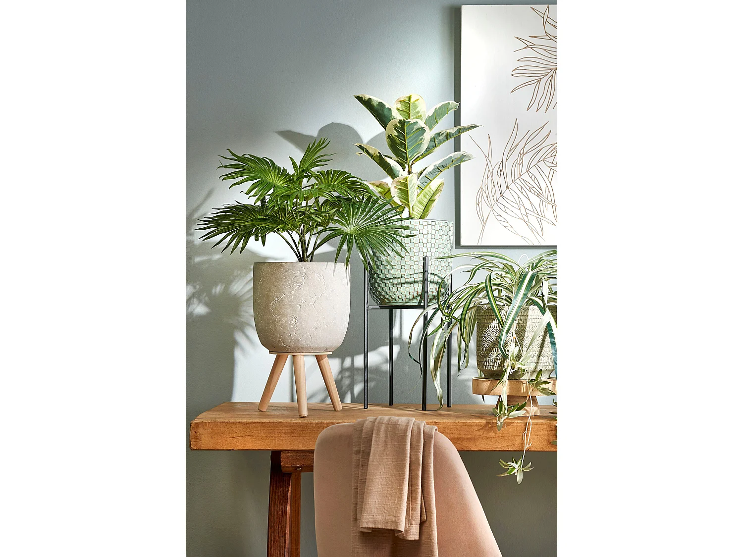 Plantenstandaard van ijzer - 20,5 x 20,5 x 35 - Zwart - ASCOT